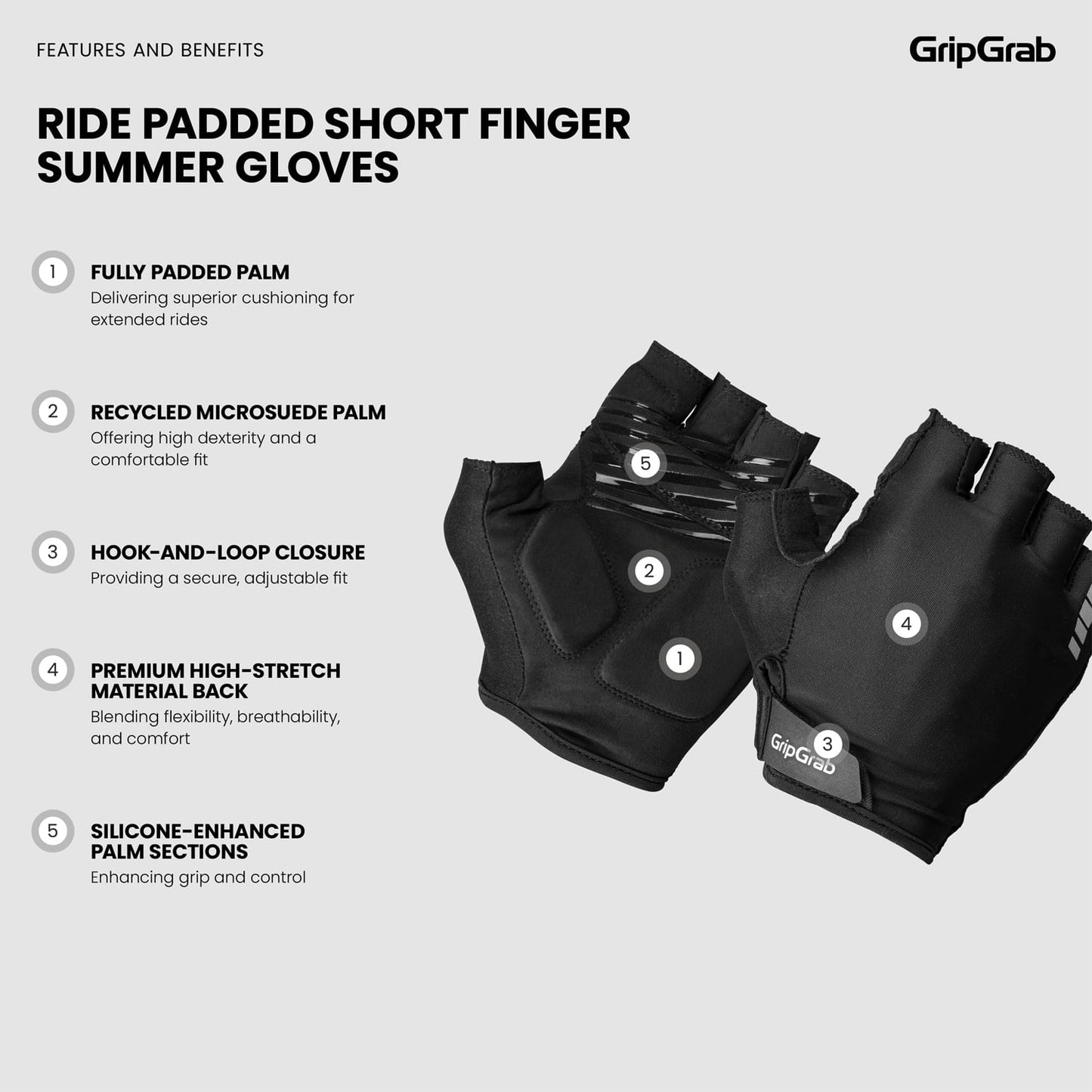 GRIPGRAB RIDE RC MAX Κοντά γάντια Μαύρο