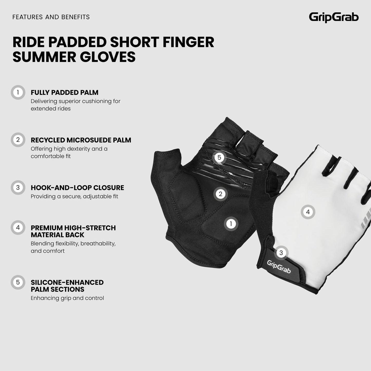 GRIPGRAB RIDE RC MAX Γάντια κοντά Λευκά
