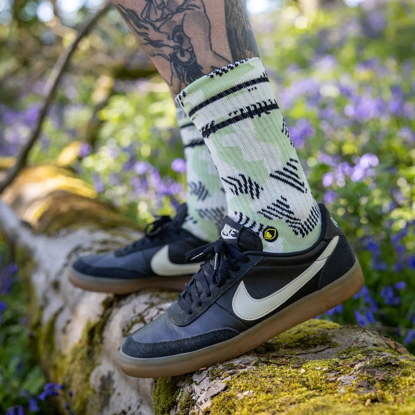 BURGTEC PATTERNED Socks - White/Green