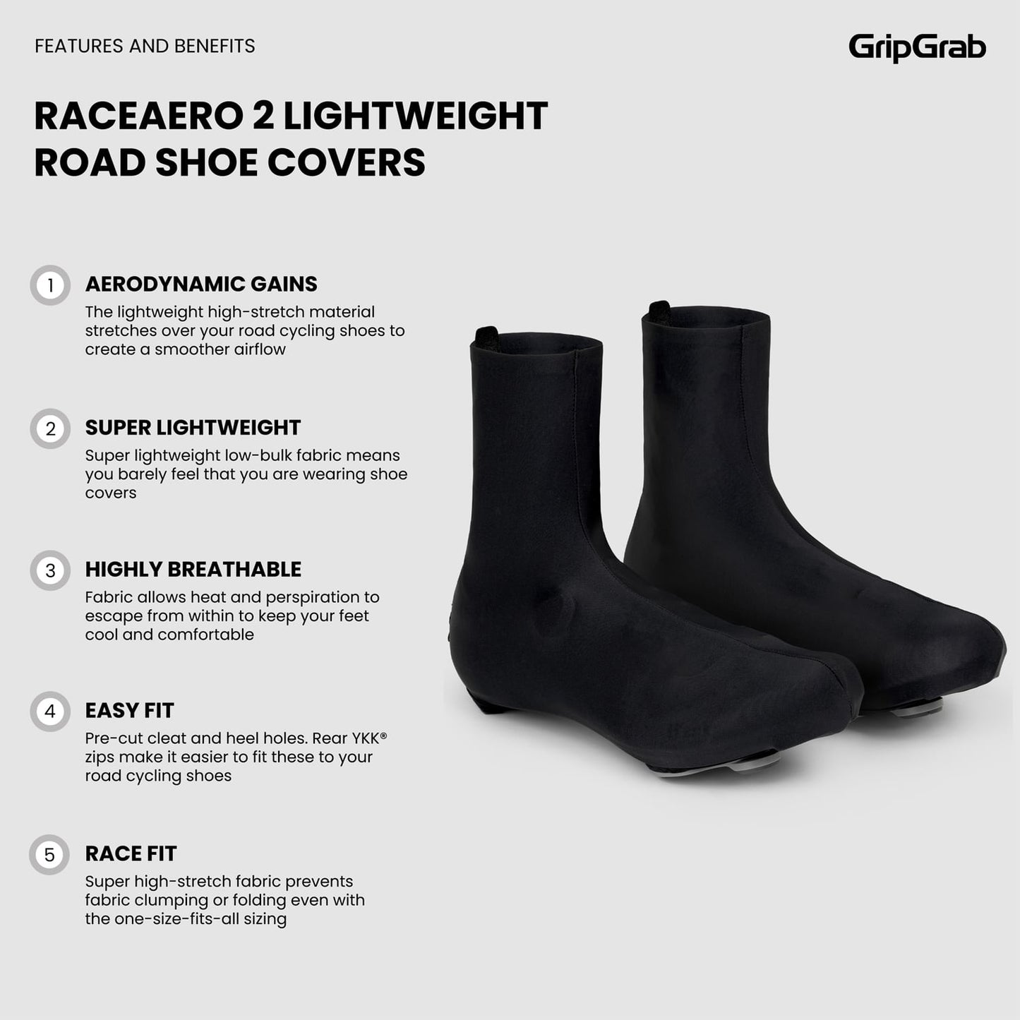 Κάλυμμα παπουτσιών GRIPGRAB RACE AERO 2 Μαύρο