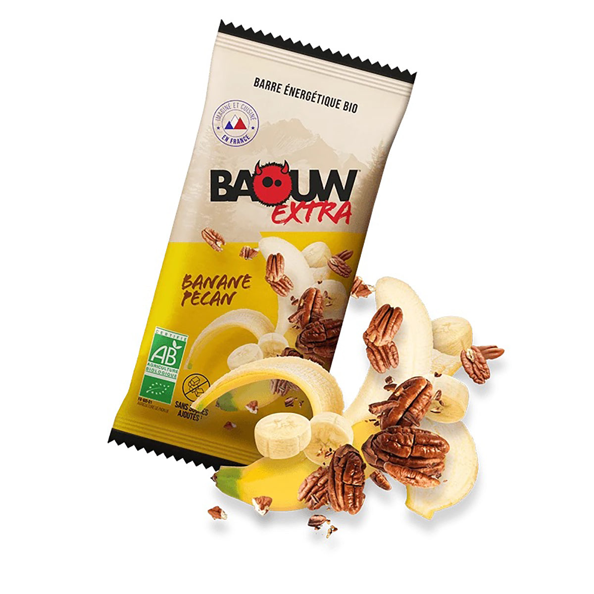 BAOUW ORGANIC EXTRA Μπανάνα-Πέκαν ενεργειακή μπάρα (50g)