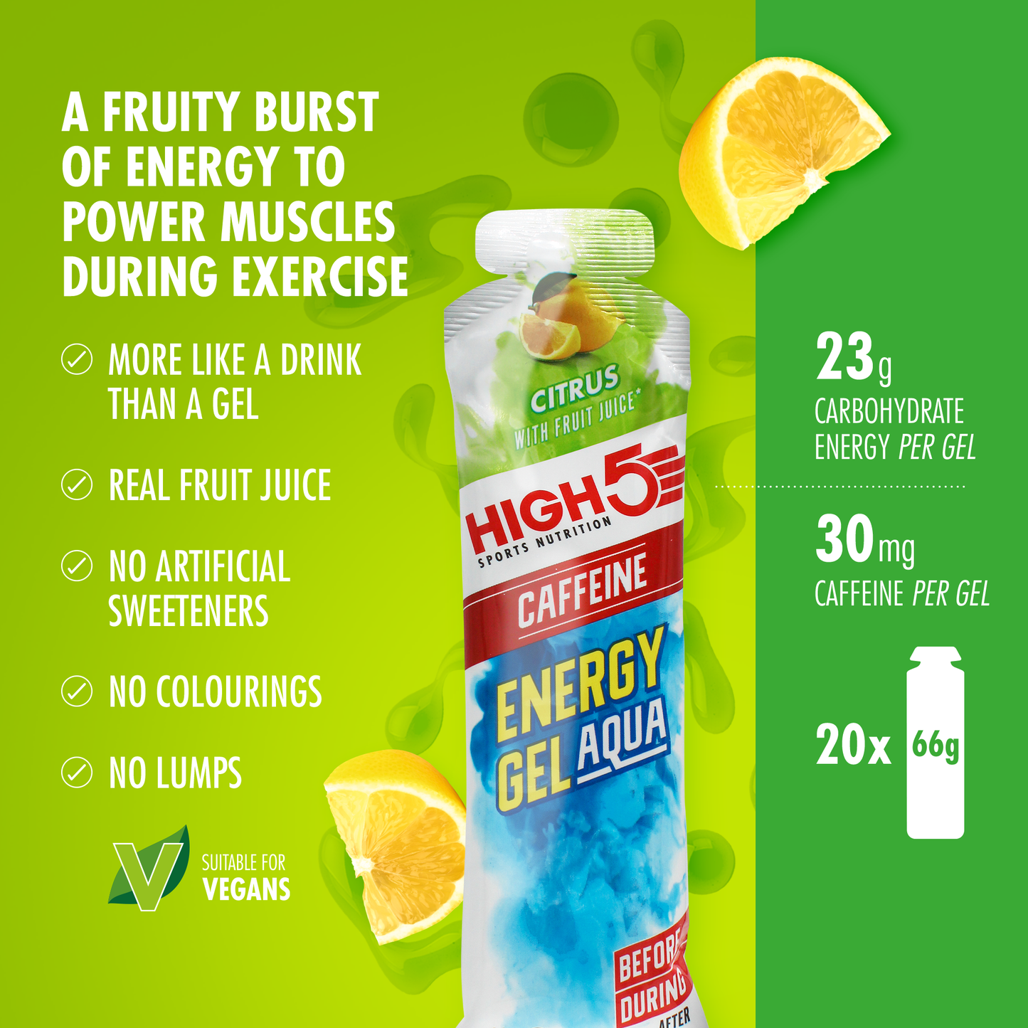 HIGH5 ENERGY GEL Aqua Caffeine (66g) Λεμόνι