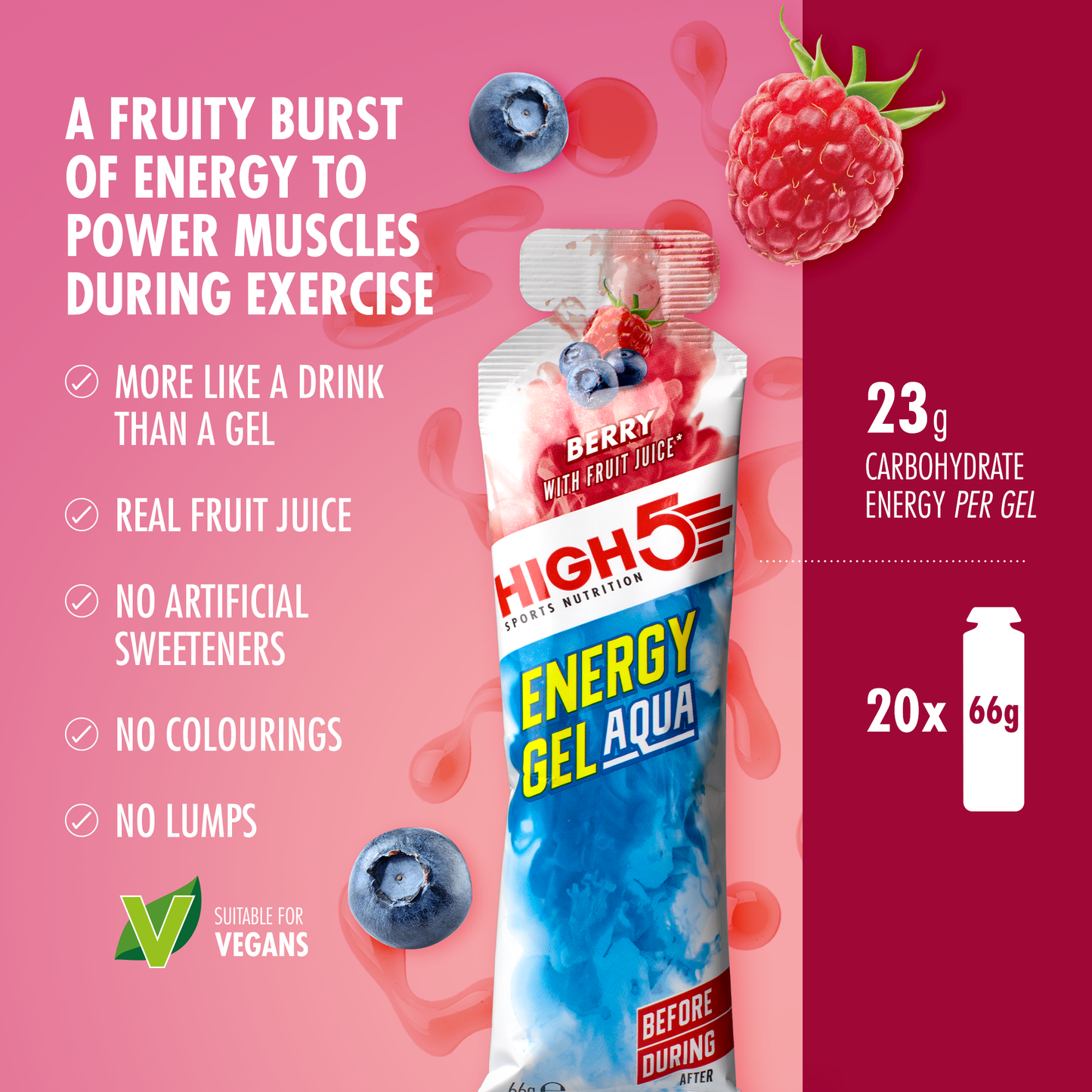 HIGH5 ENERGY GEL Aqua (66g) Κόκκινα φρούτα