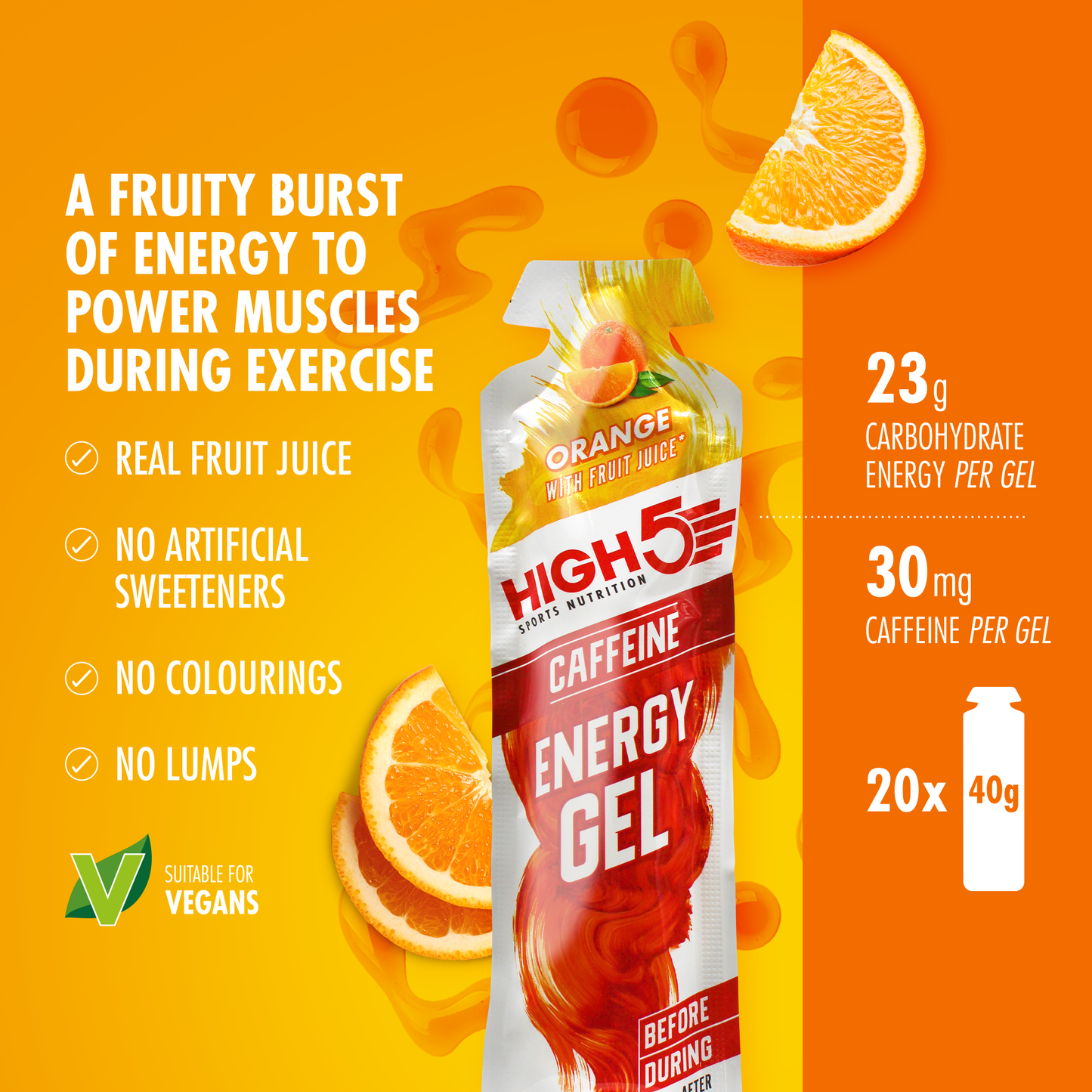 HIGH5 ENERGY GEL Caffeinen (40g) Orange