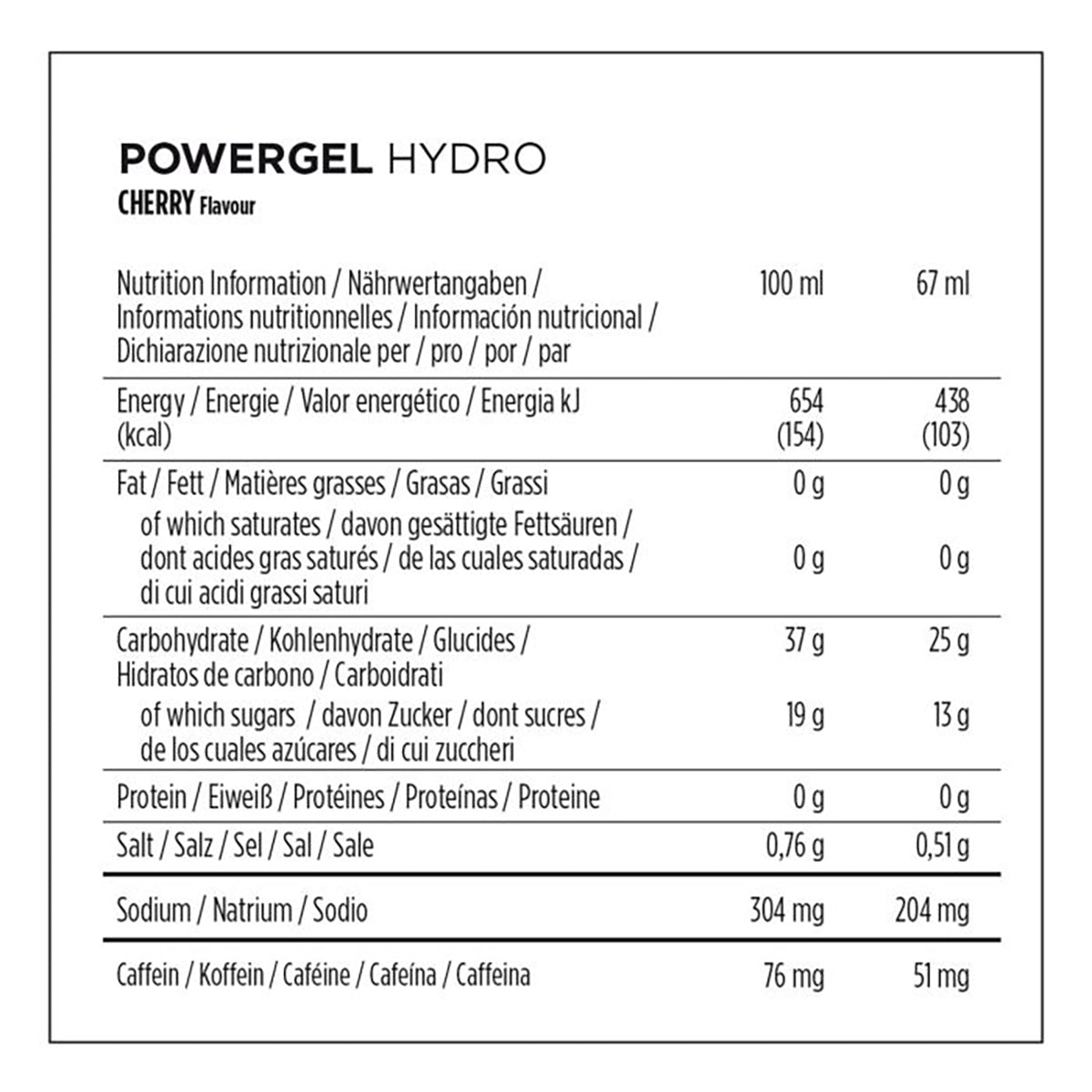 POWERBAR POWERGEL HYDRO Energy Gel (41g) καφεϊνούχο κεράσι