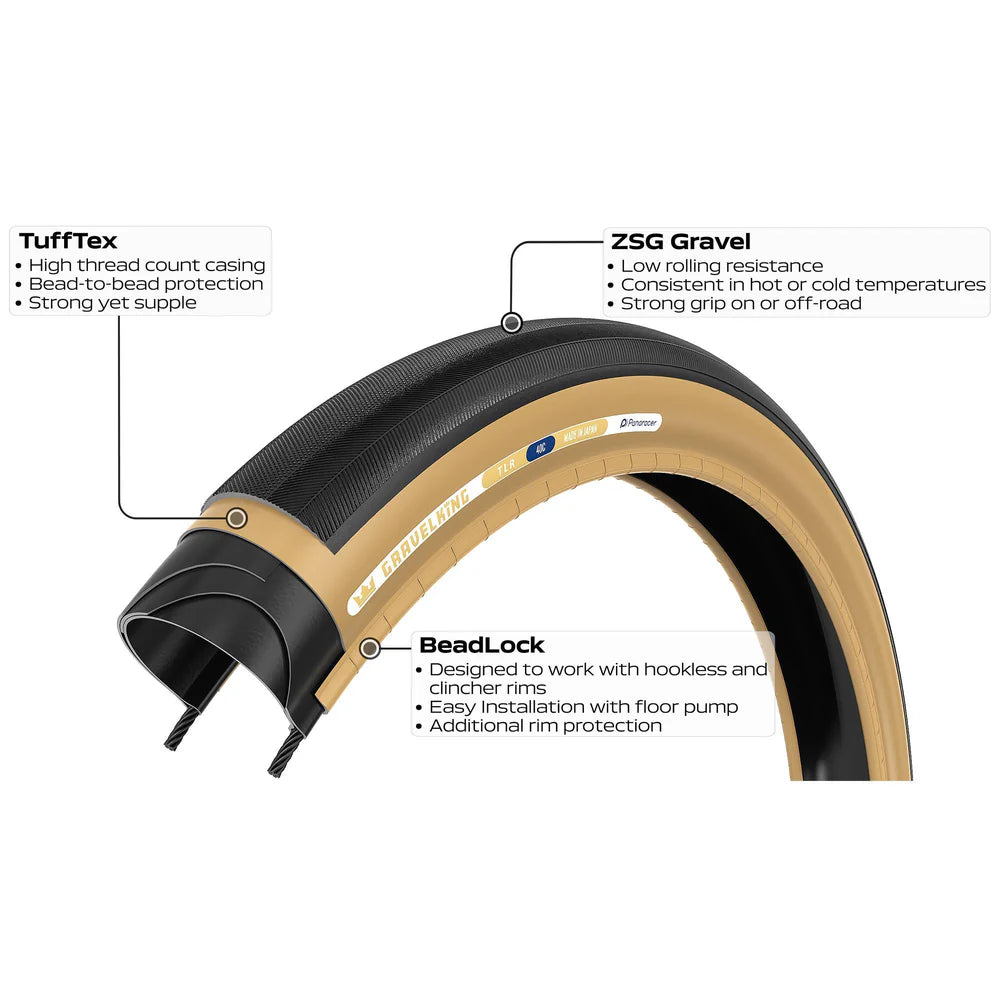 PANARACER GRAVELKING SLICK TLR 700x30c tire Tubeless Ready Beige
