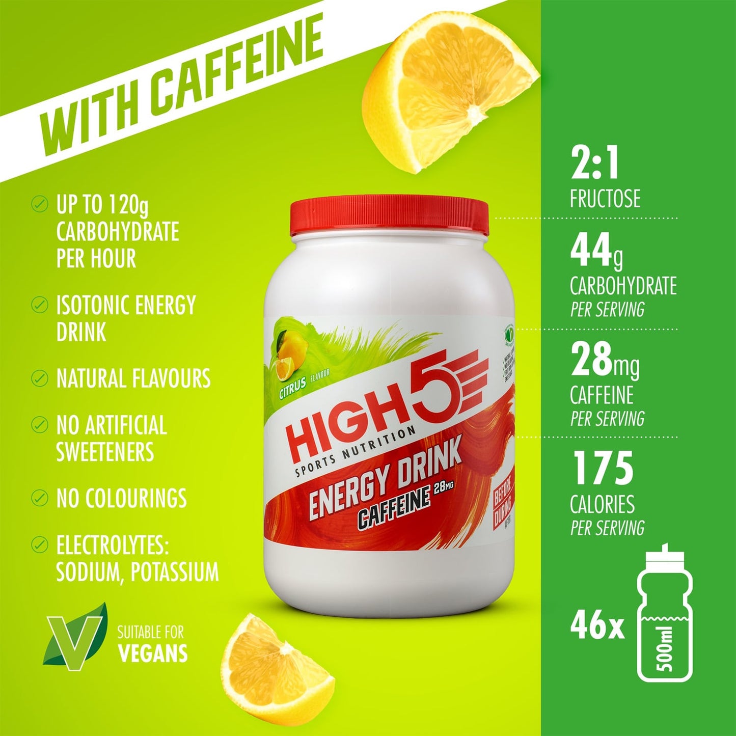 Energy Drink HIGH5 ENERGY DRINK CAFFEINE (2.2kg) Lemon