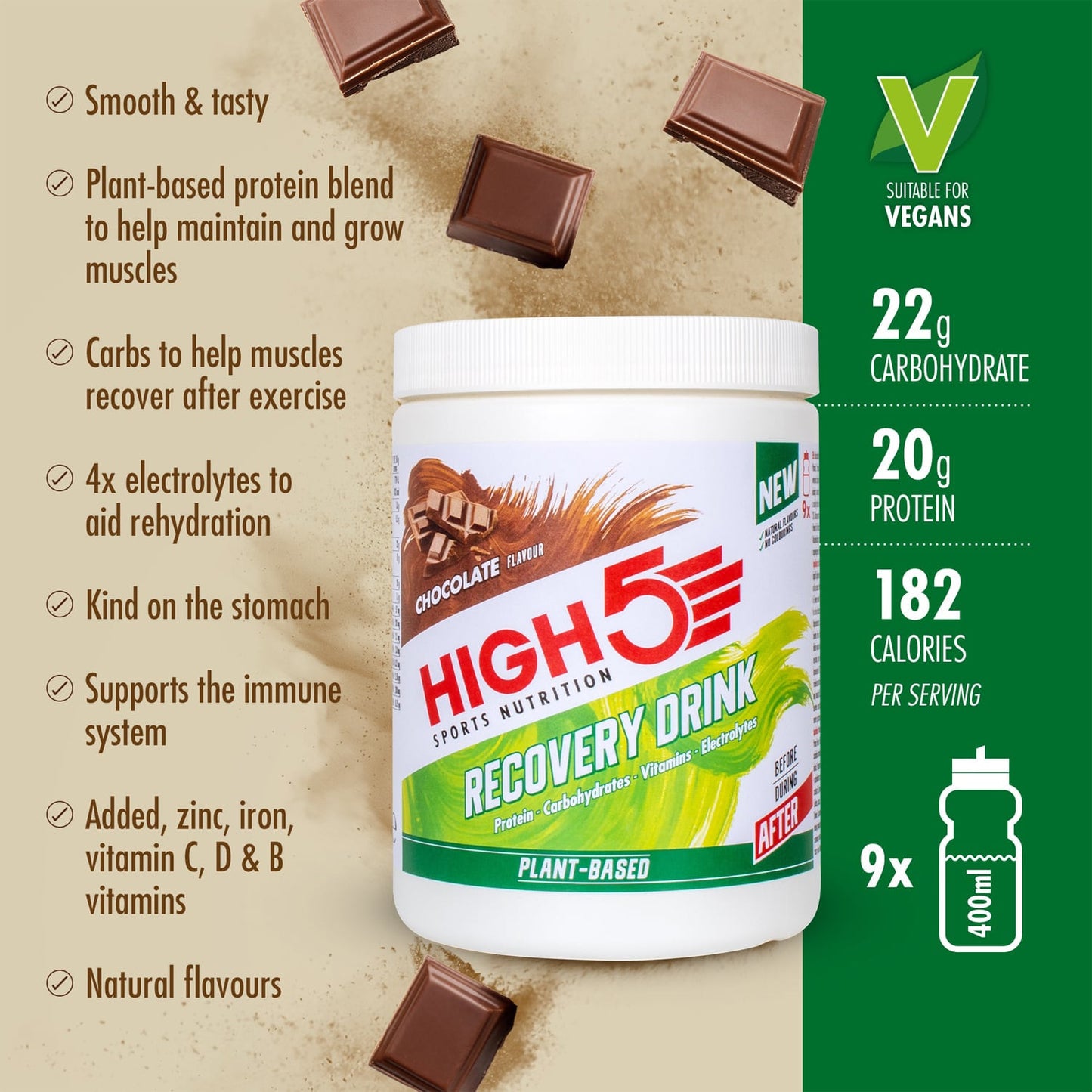 High5 ΠΟΤΟ ΑΝΑΚΥΚΛΩΣΗΣ ΒΑΣΙΣΜΕΝΟ ΣΕ ΦΥΤΑ (450g) Σοκολάτα