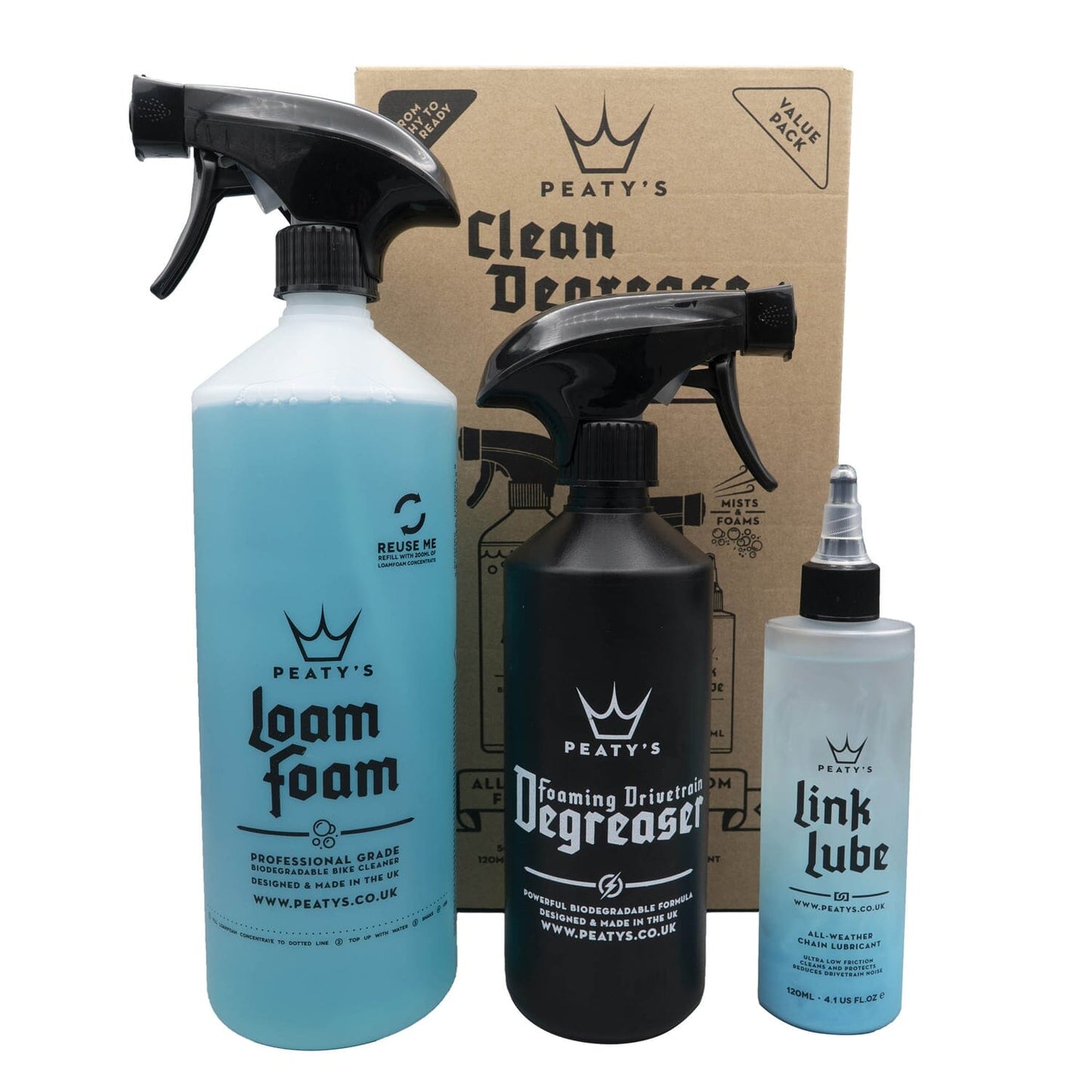 Κιτ συντήρησης PEATY'S WASH DEGREASE LUBRICATE STARTER PACK