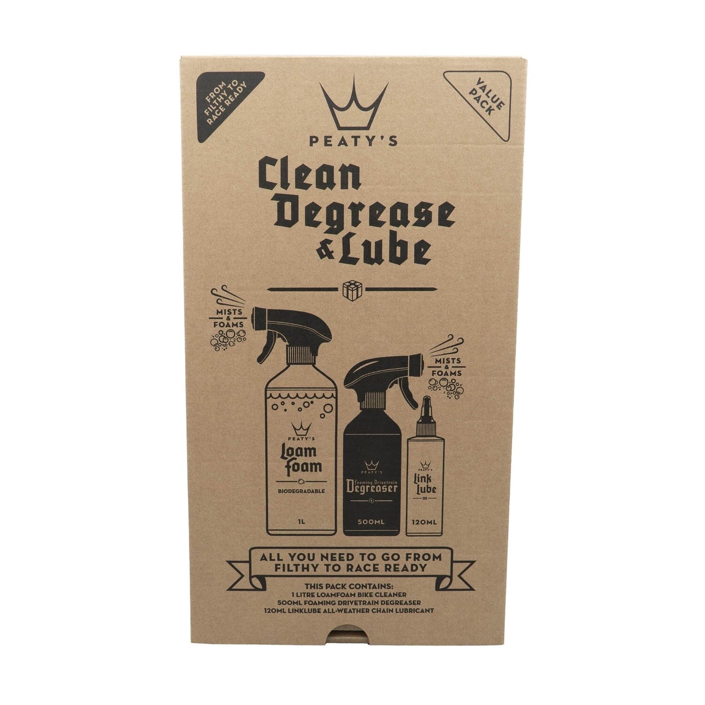 Κιτ συντήρησης PEATY'S WASH DEGREASE LUBRICATE STARTER PACK