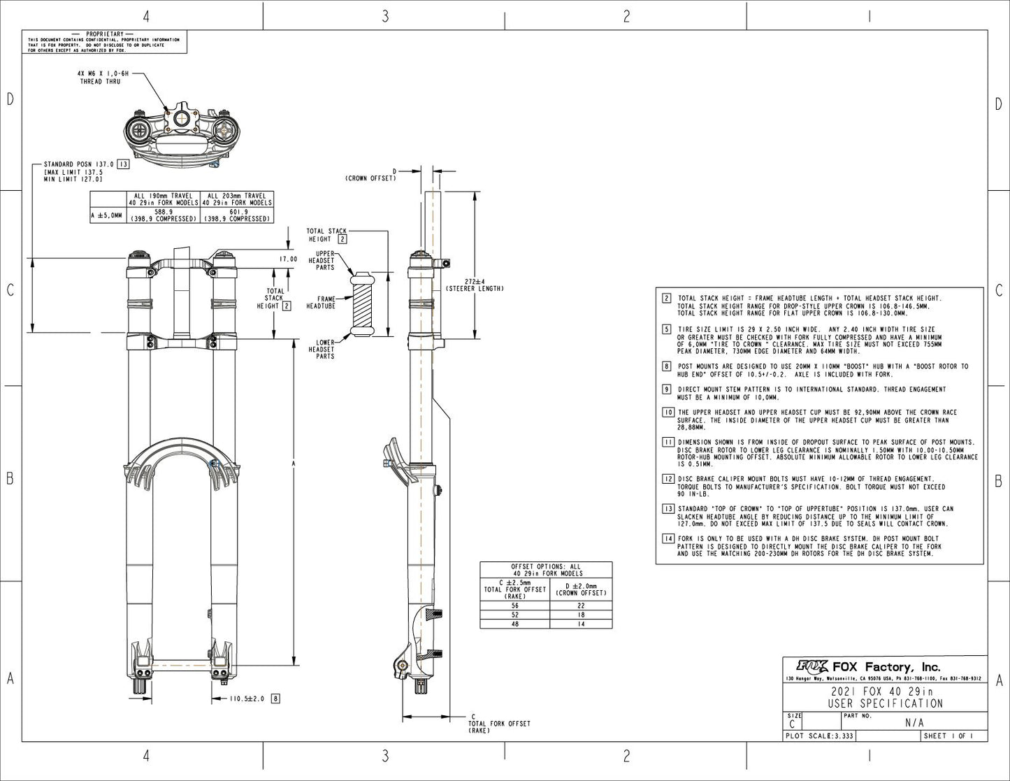 FOX 40 FACTORY 29" πιρούνια Grip X2 Μαύρο 2026