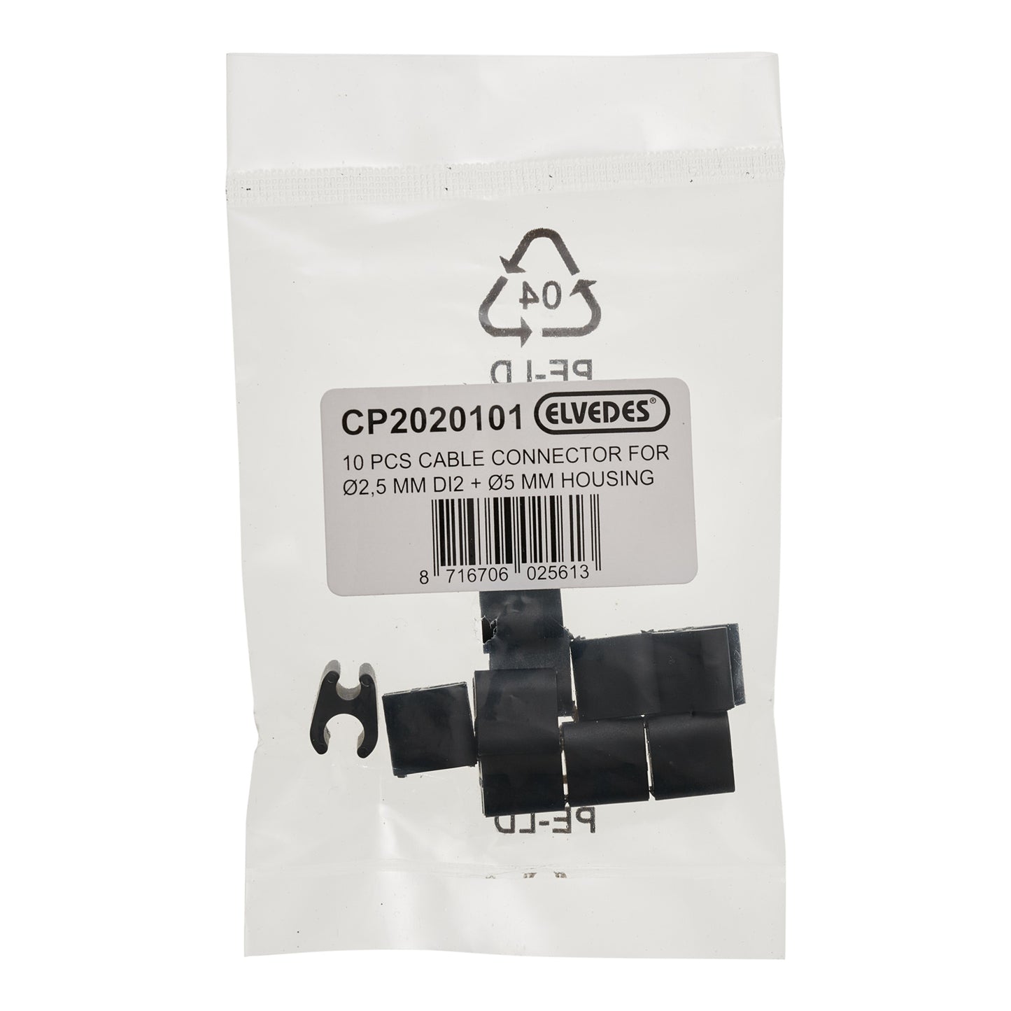Σετ 10 καλωδίων ELVEDES Clips Duo Μαύρο 5mm/2.5mm DI2