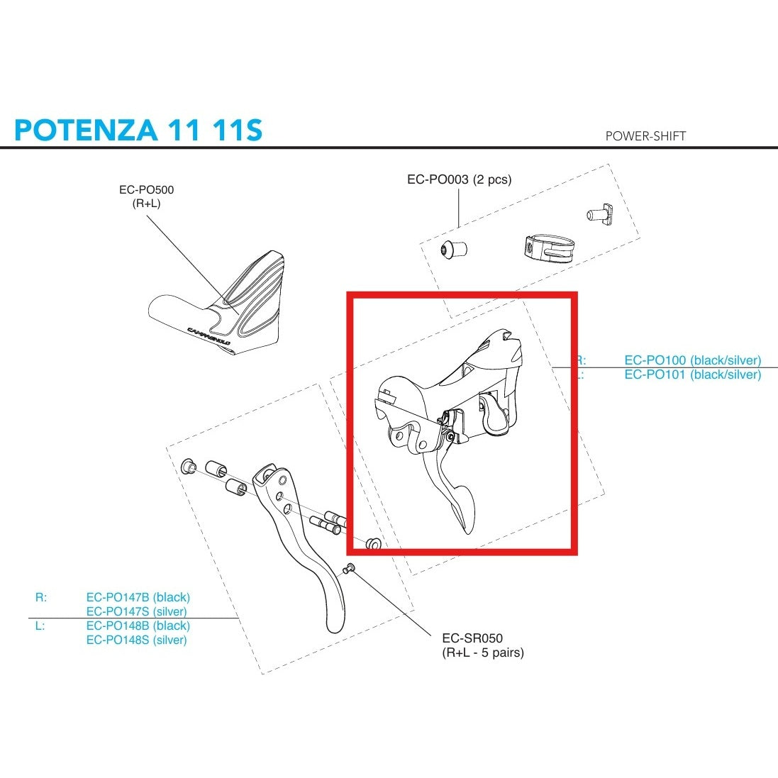 ΜΠΛΟΚ ΔΕΙΚΤΏΝ ΑΡΙΣΤΕΡΆ CAMPAGNOLO POTENZA POWER-SHIFT 11V 2018
