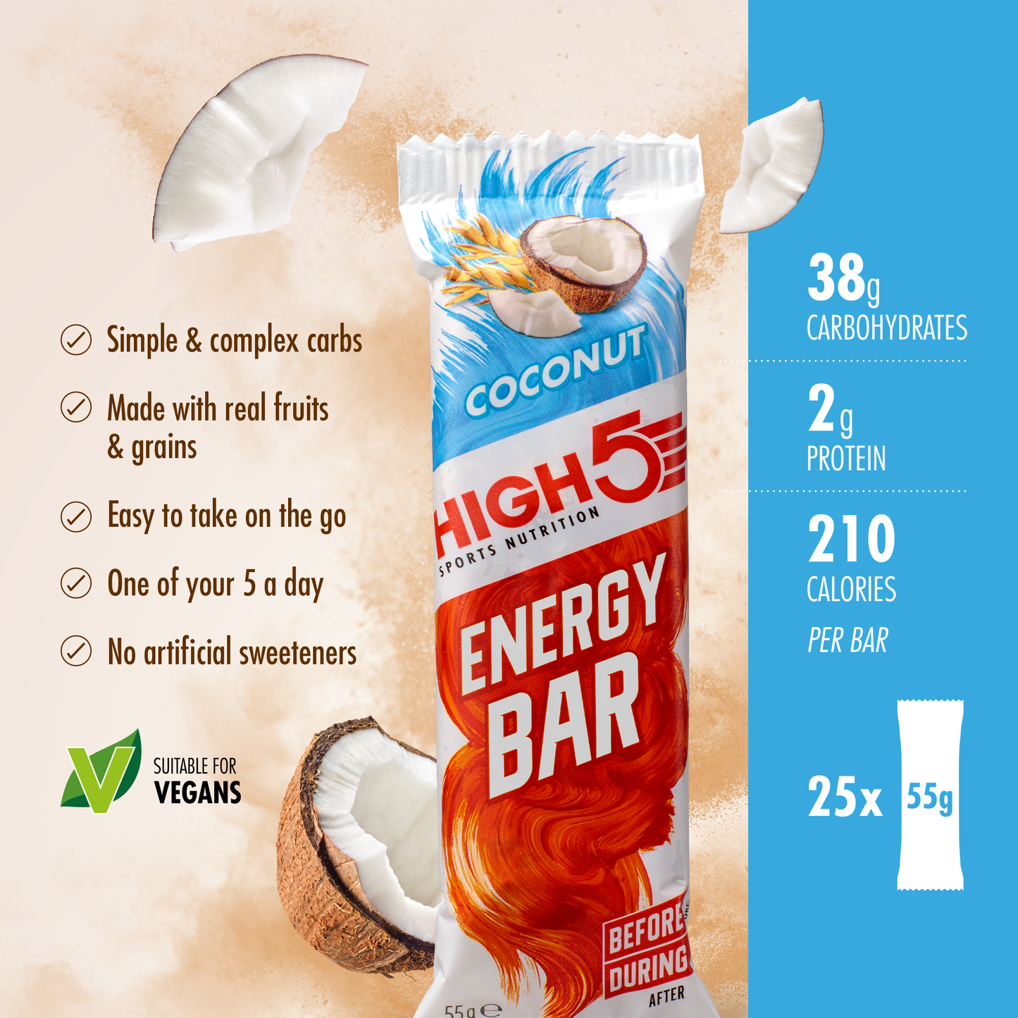 HIGH5 ENERGY BAR (55g) καρύδα