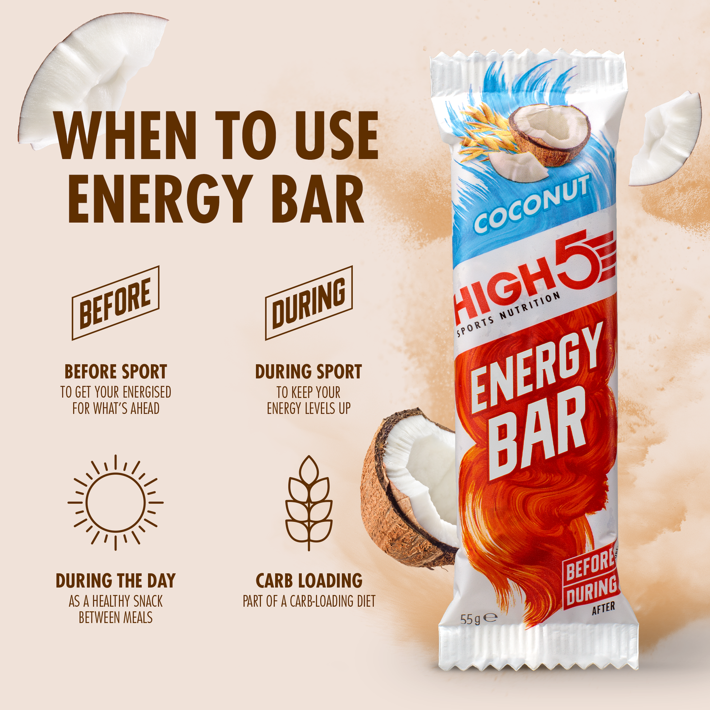 HIGH5 ENERGY BAR (55g) καρύδα