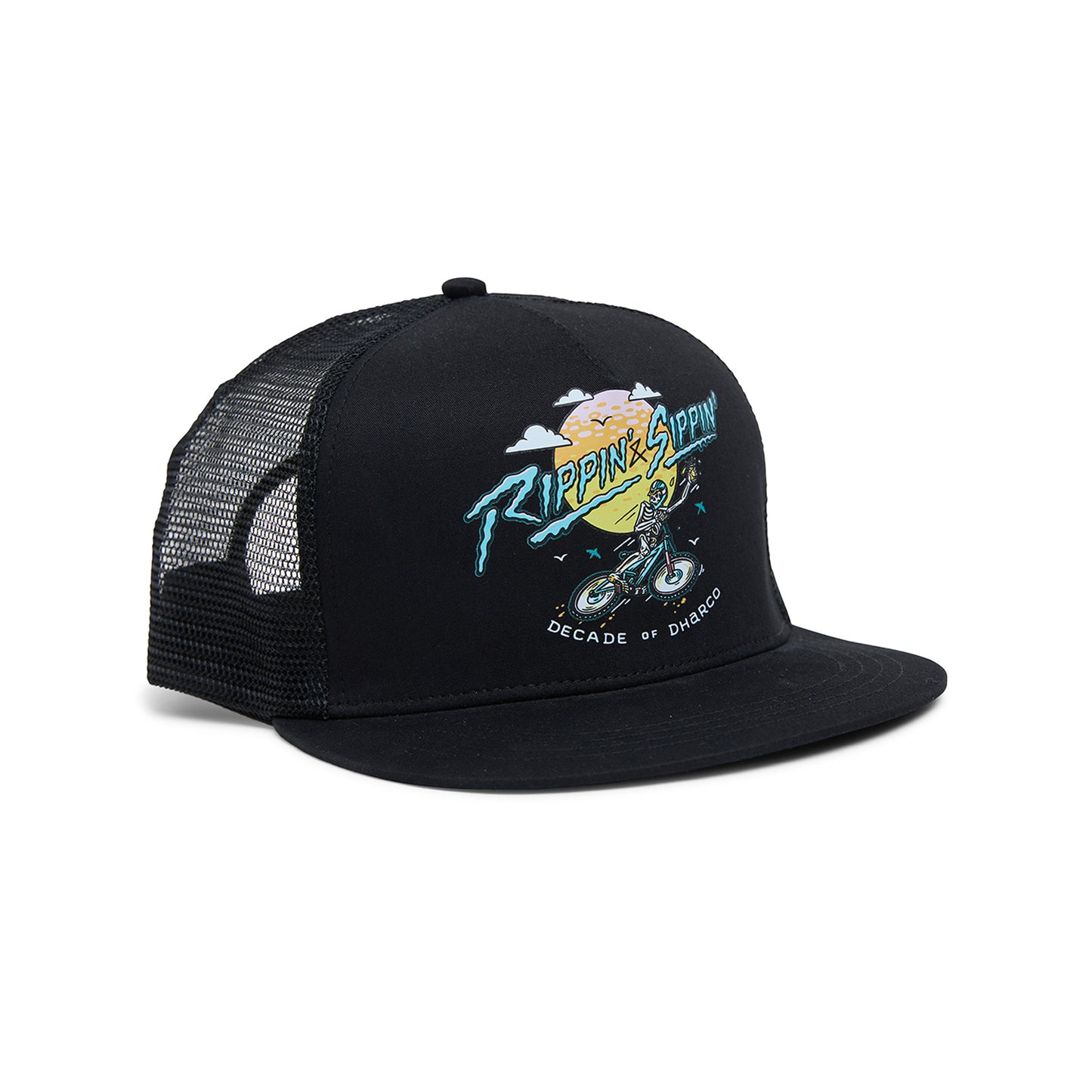 DHARCO FLAT BRIM TRUCKER RIPPIN AND SIPPIN Καπέλο μαύρο