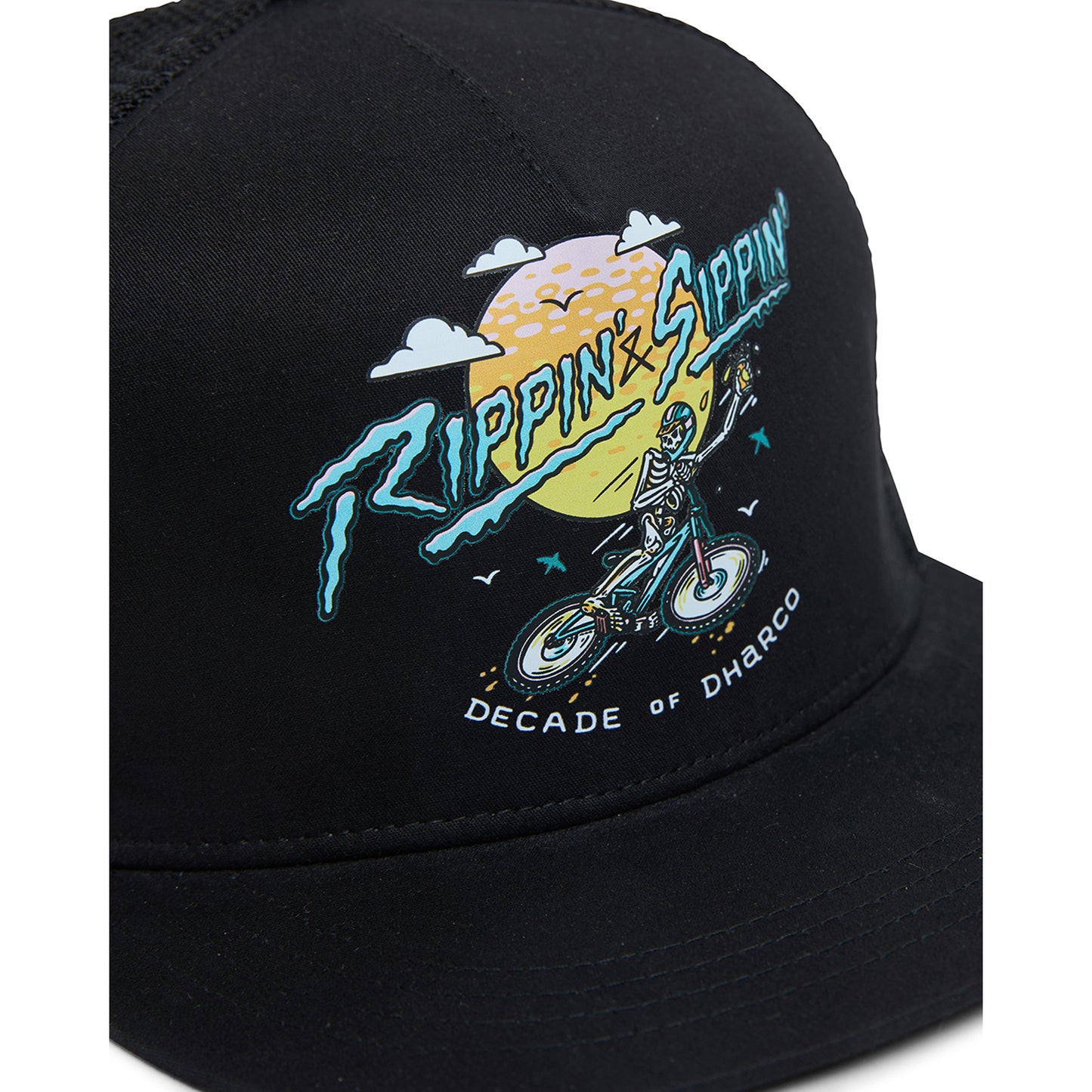 DHARCO FLAT BRIM TRUCKER RIPPIN AND SIPPIN Καπέλο μαύρο