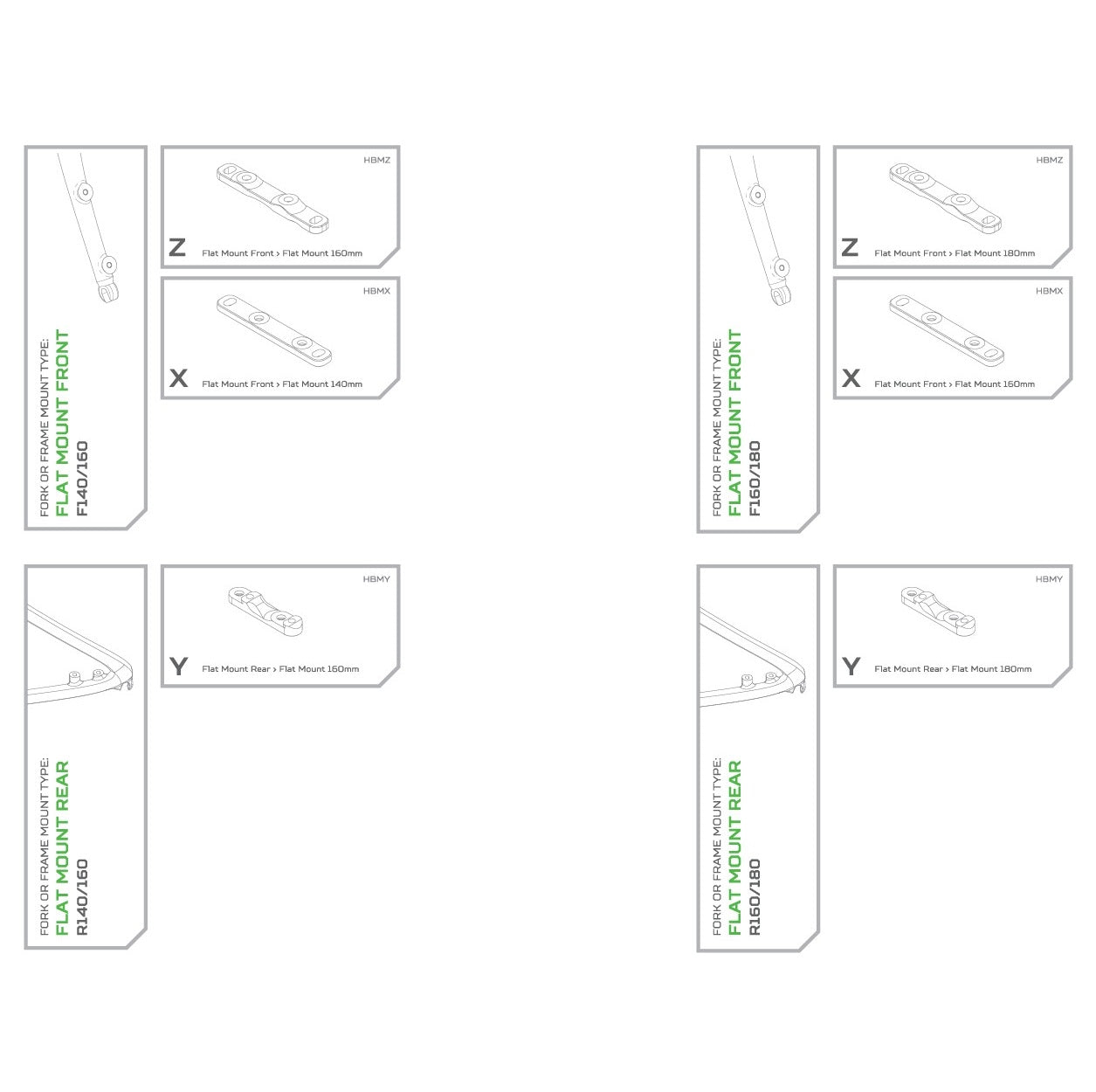 Προσαρμογέας μπροστινού βραχίονα FM/FM HOPE Type X Disc 160mm #HBMX Μαύρο