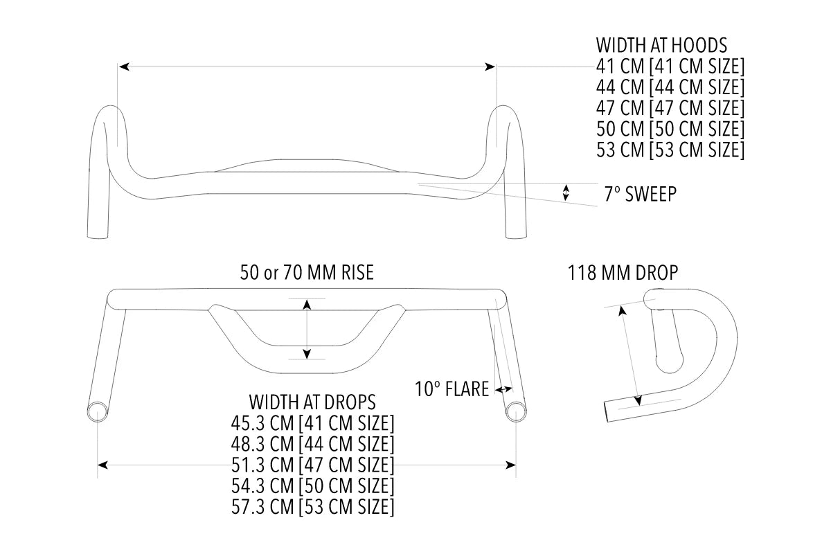 REDSHIFT Gravel Handlebar, Top Shelf 10° Flare Rise 50mm