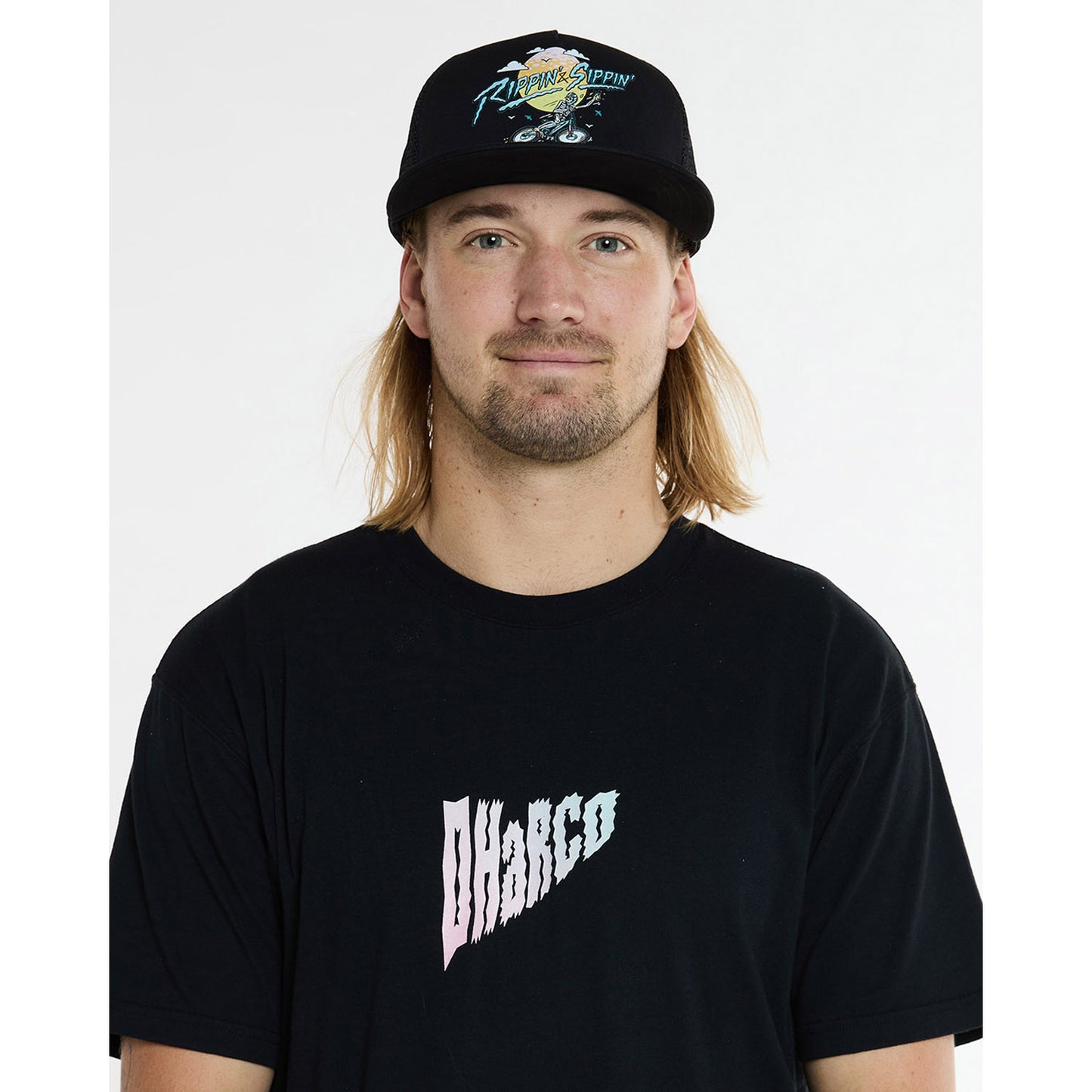 DHARCO FLAT BRIM TRUCKER RIPPIN AND SIPPIN Καπέλο μαύρο