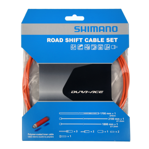 SHIMANO DURA-ACE 9000 Πολυμερές πορτοκαλί σετ καλωδίων και εύκαμπτων σωλήνων ντεραγιέρ