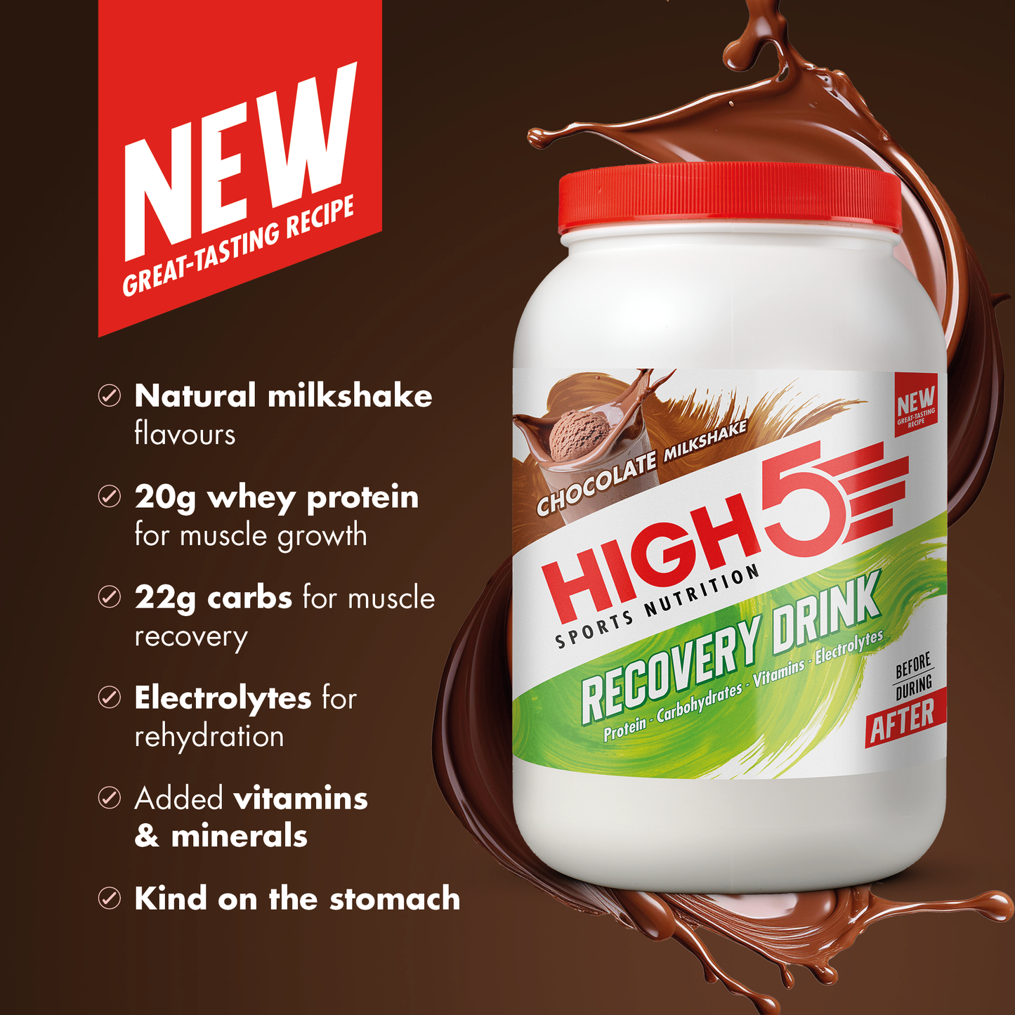 High5 RECOVERY DRINK (1.6kg) Σοκολάτα Milkshake