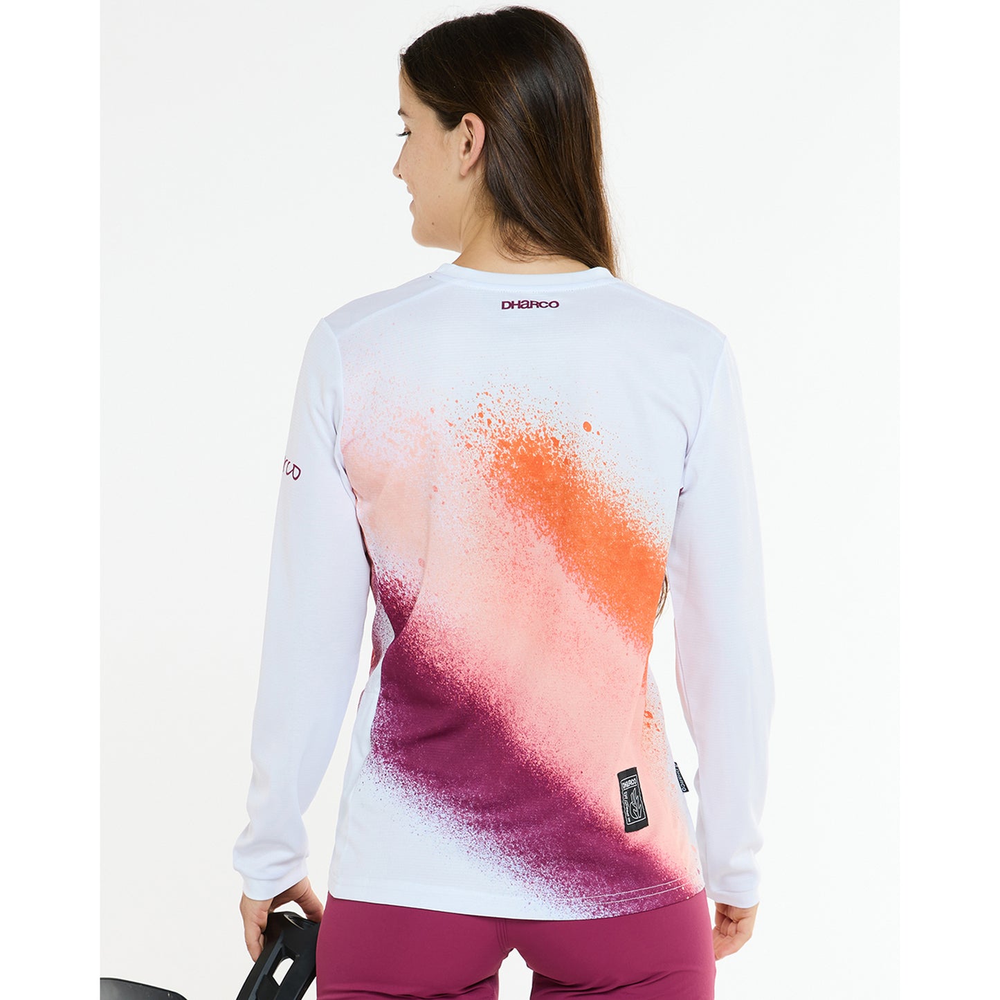 Γυναικείο DHARCO GRAVITY FIREBIRD Long Sleeve Jersey Λευκό/Πορτοκαλί