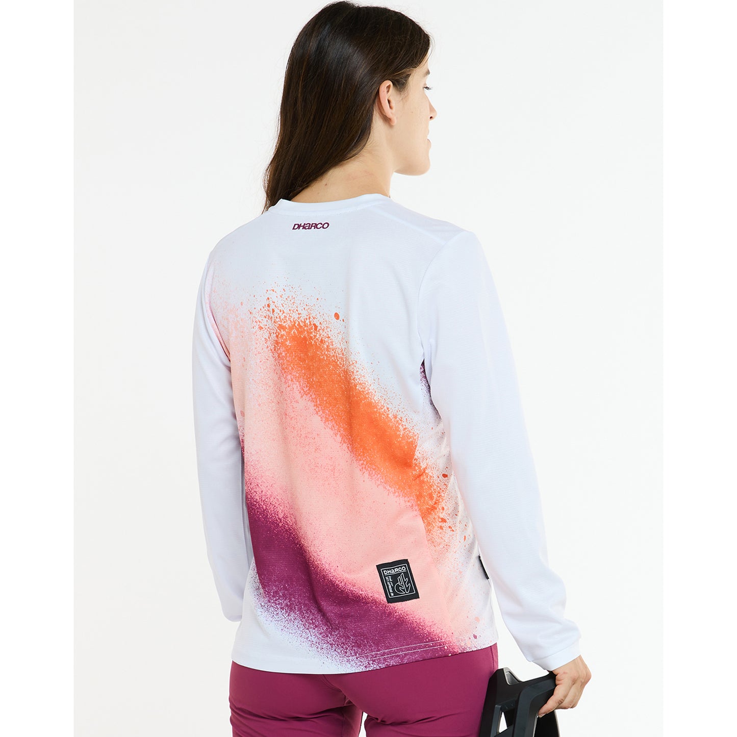 Γυναικείο DHARCO GRAVITY FIREBIRD Long Sleeve Jersey Λευκό/Πορτοκαλί