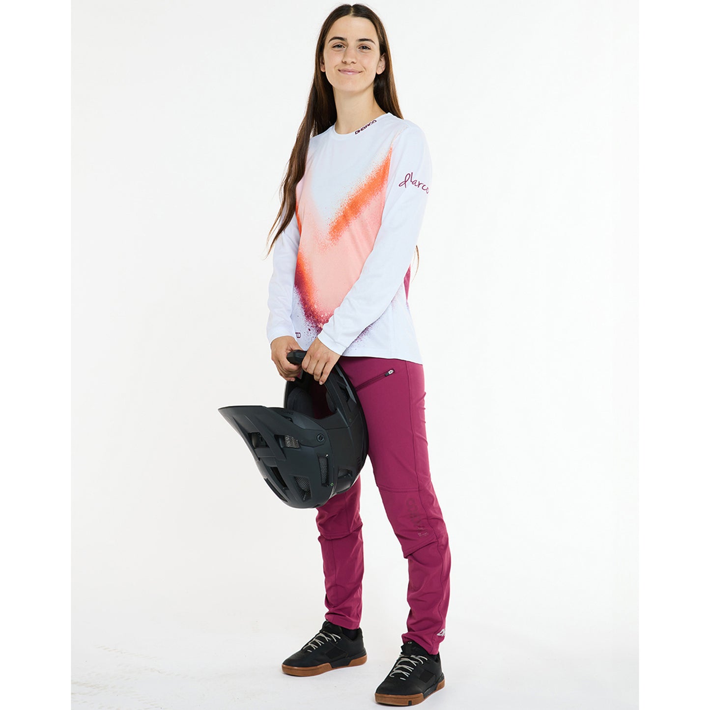 Γυναικείο DHARCO GRAVITY FIREBIRD Long Sleeve Jersey Λευκό/Πορτοκαλί
