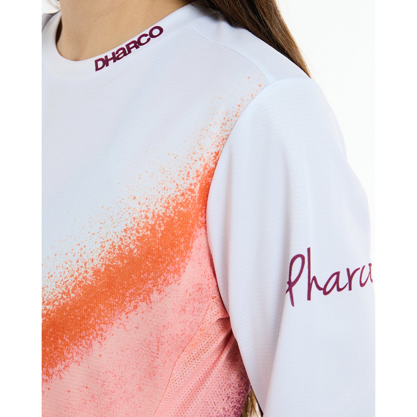 Γυναικείο DHARCO GRAVITY FIREBIRD Long Sleeve Jersey Λευκό/Πορτοκαλί