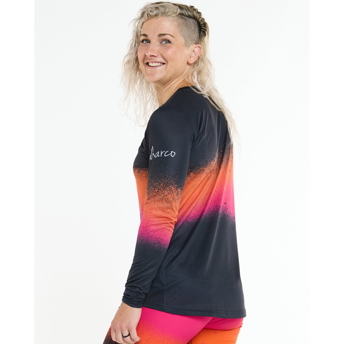 Γυναικείο DHARCO RACE BLACK SNAKE Long Sleeve Jersey Μαύρο/Πορτοκαλί