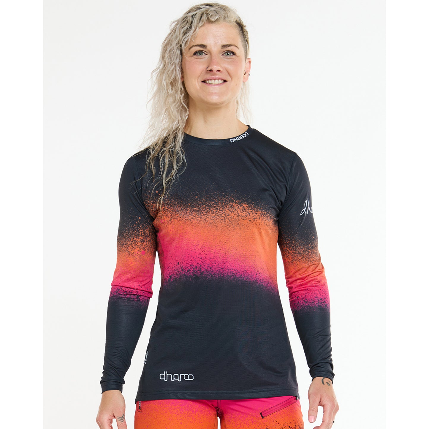 Γυναικείο DHARCO RACE BLACK SNAKE Long Sleeve Jersey Μαύρο/Πορτοκαλί