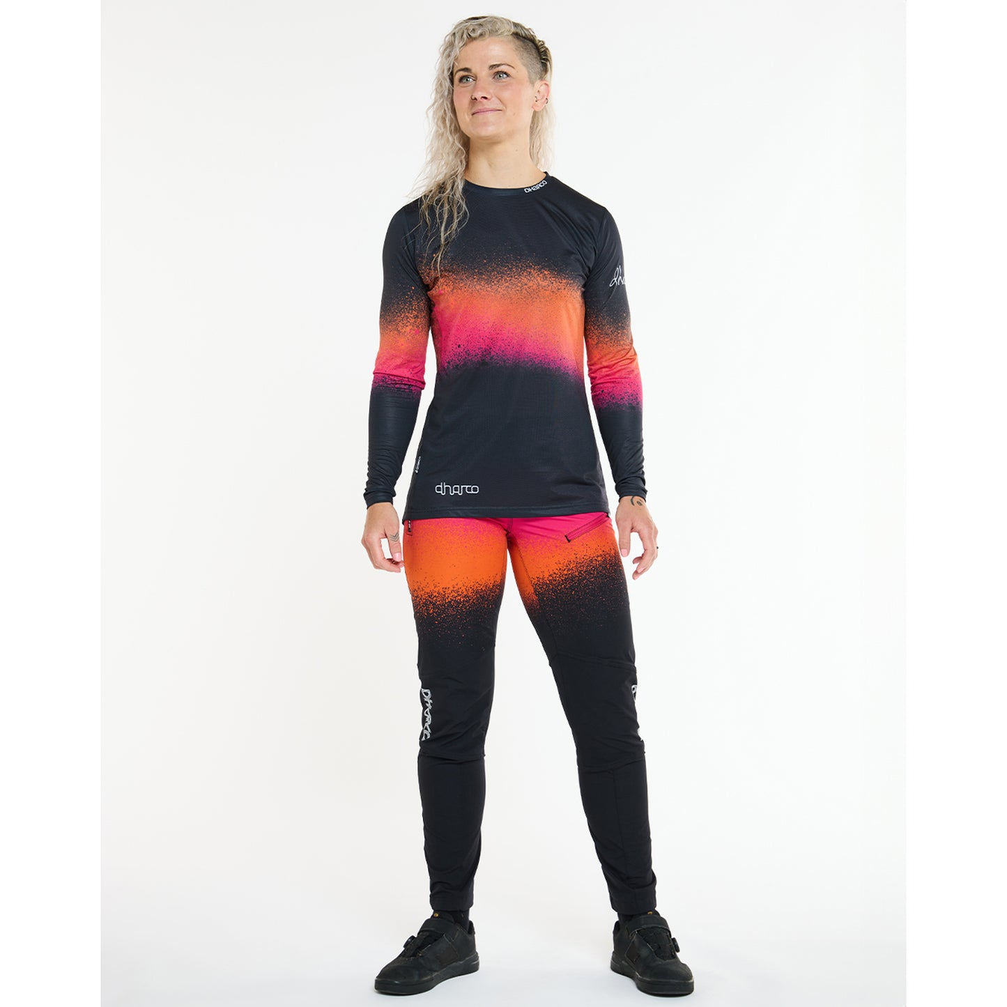 Γυναικείο DHARCO RACE BLACK SNAKE Long Sleeve Jersey Μαύρο/Πορτοκαλί