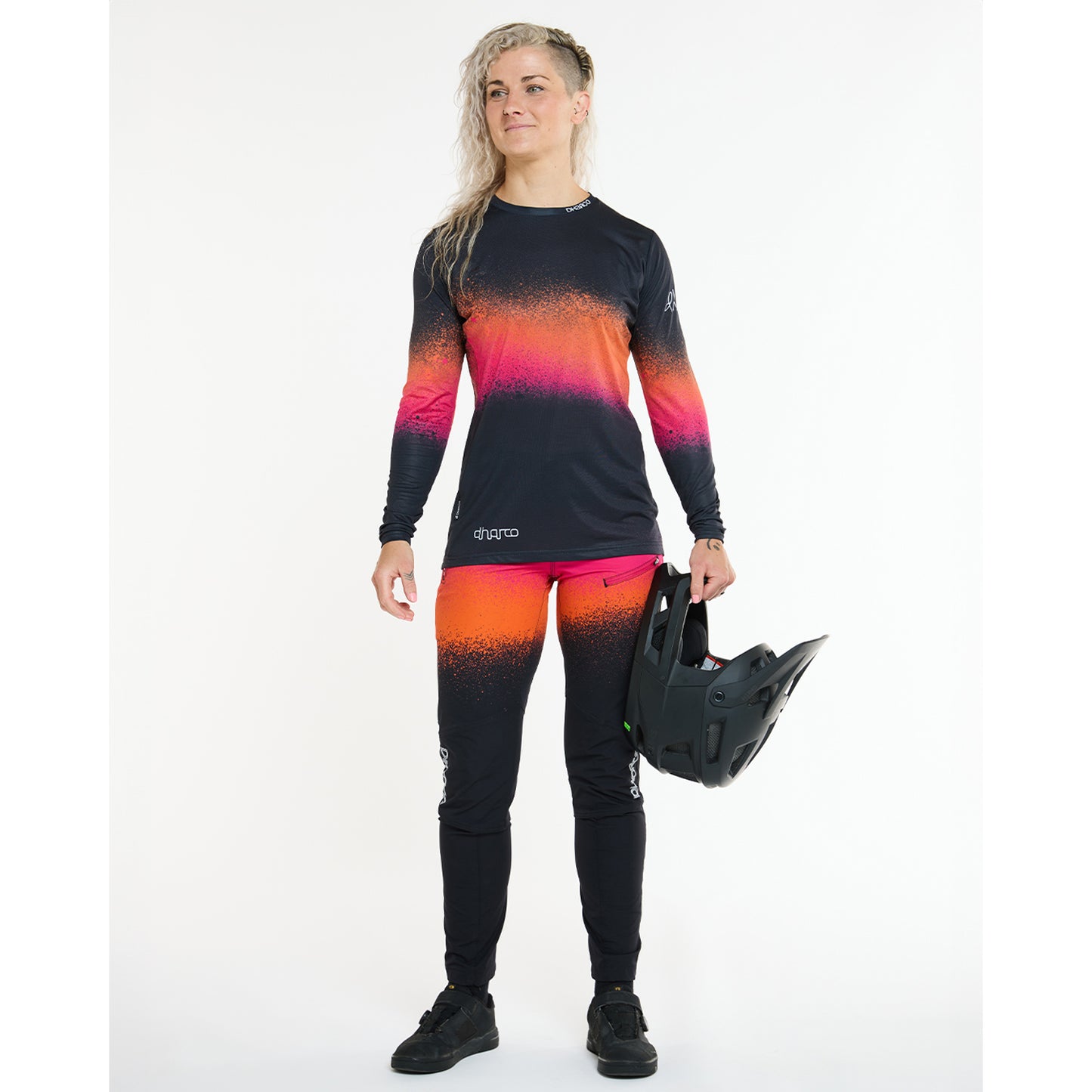 Γυναικείο DHARCO RACE BLACK SNAKE Long Sleeve Jersey Μαύρο/Πορτοκαλί