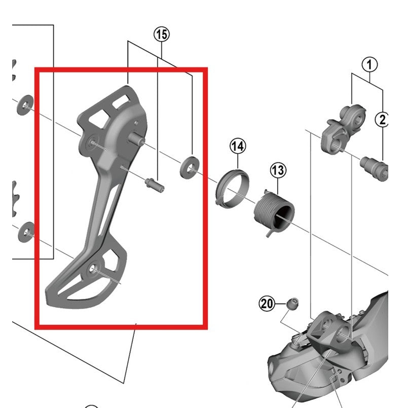 SGS SHIMANO RD-M8150-11/12 Εξωτερικός κλωβός οπίσθιου ντεραγιέρ SGS SHIMANO RD-M8150-11/12