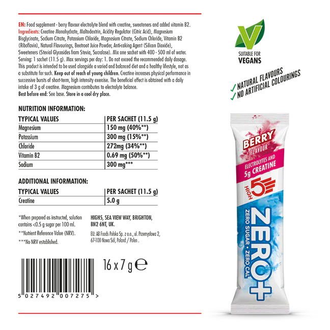 HIGH 5 ZERO+ Creatine HYDRATING STICK (11.5g) Κόκκινα φρούτα