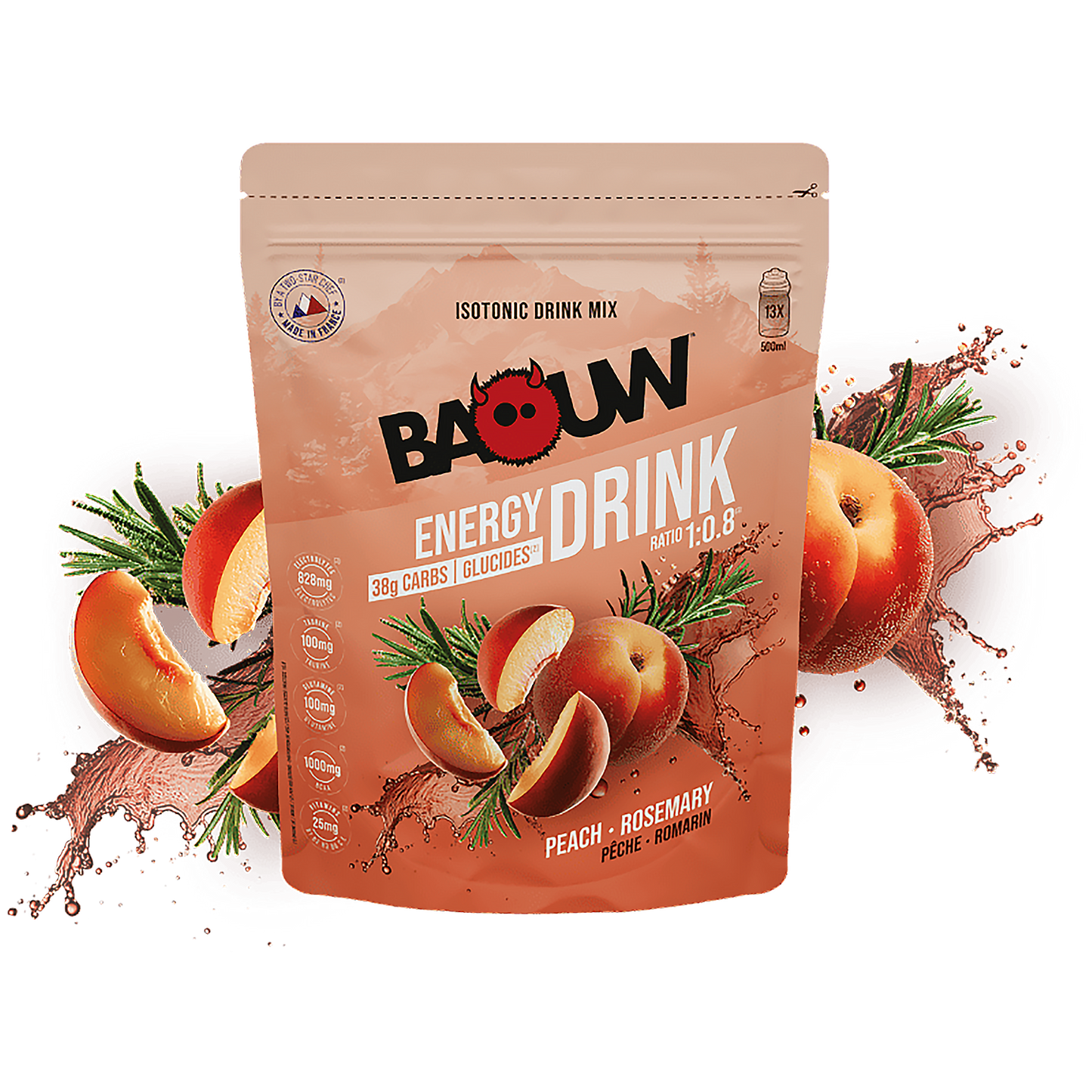 Ενεργειακό ποτό BAOUW ISOTONIC (585g) Ροδάκινο Δενδρολίβανο