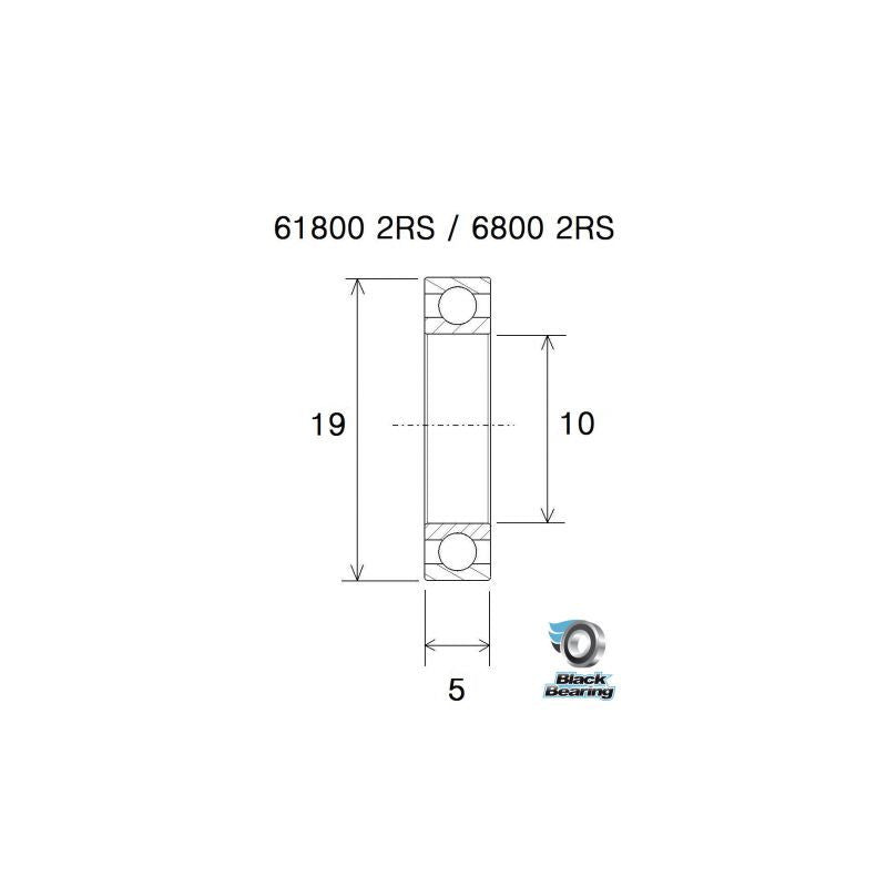 BLACK BEARING MAX 6800 E-2rs Ρουλεμάν διεύθυνσης 10/11.5x19x5 mm