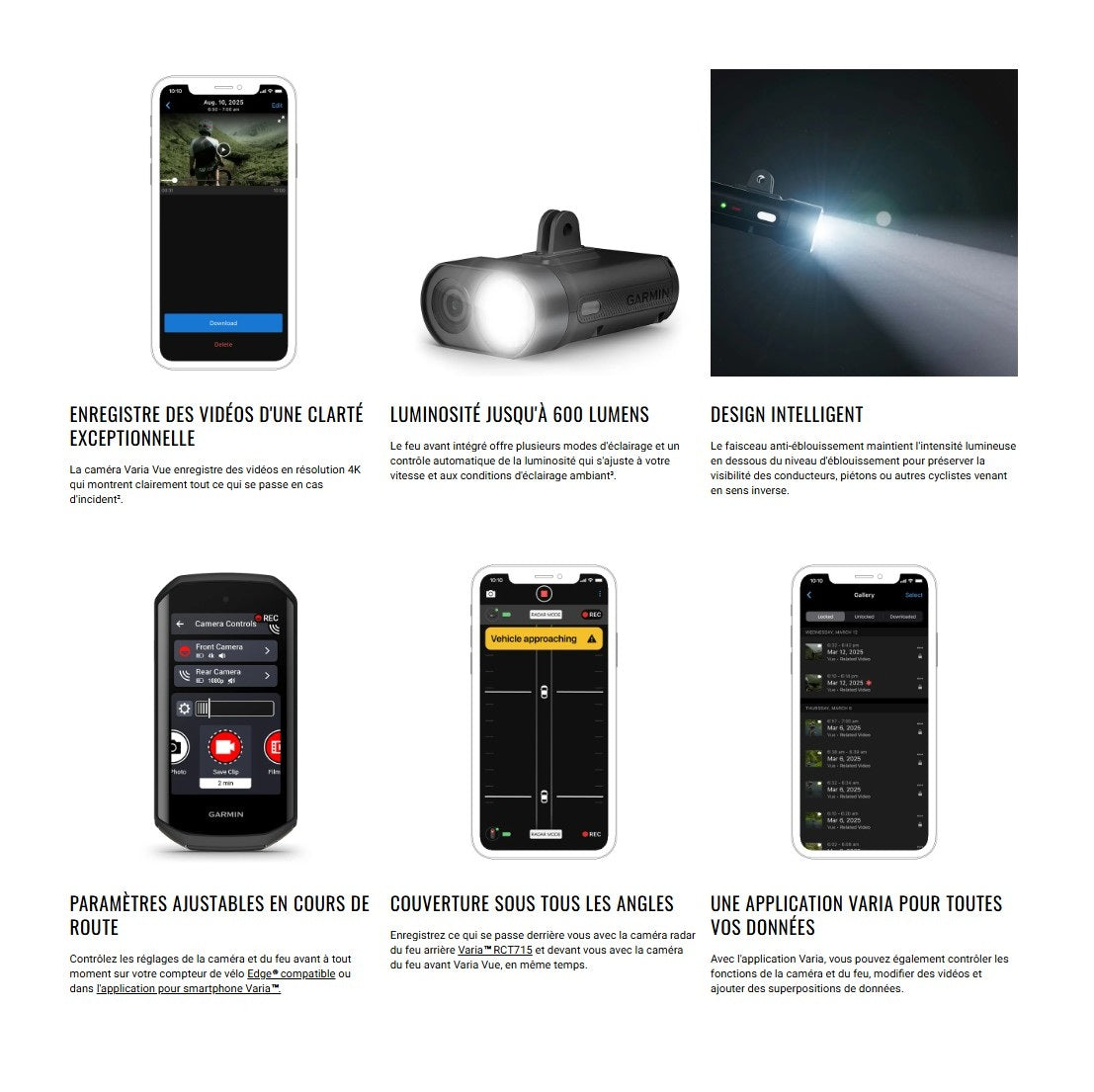 Front lighting with GARMIN VARIA VUE camera