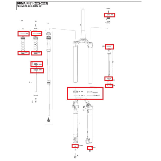 200 h/έτος Κιτ συντήρησης για το πιρούνι ROCKSHOX Domain R/RC B1 2022-2024