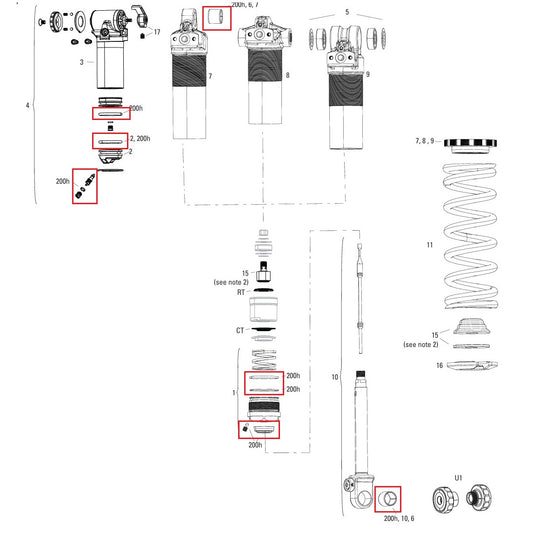 Κιτ συντήρησης 200 ώρες/έτος ROCKSHOX SUPER DELUXE COIL B1 (2023+)/DELUXE COIL B1 (2023+)