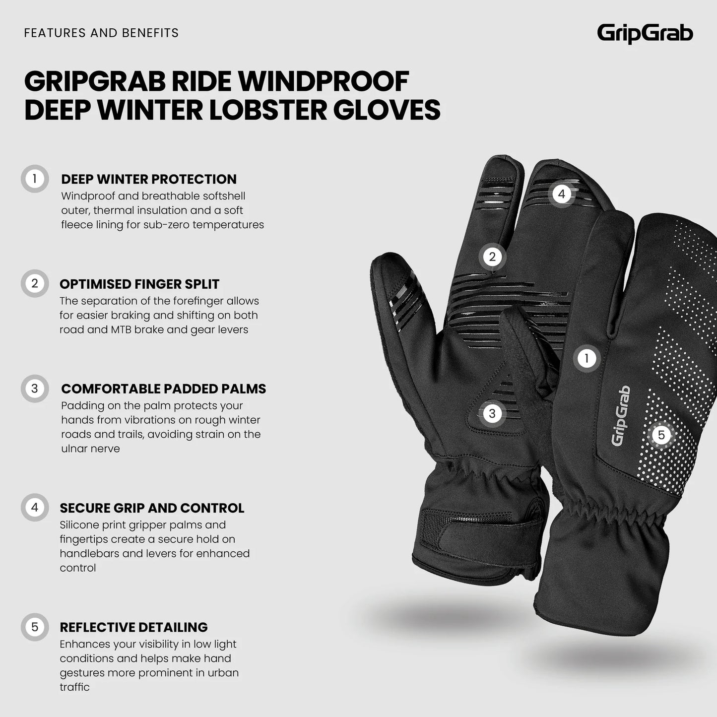 GRIPGRAB DEEP WINTER LOBSTER Γάντια Μαύρο