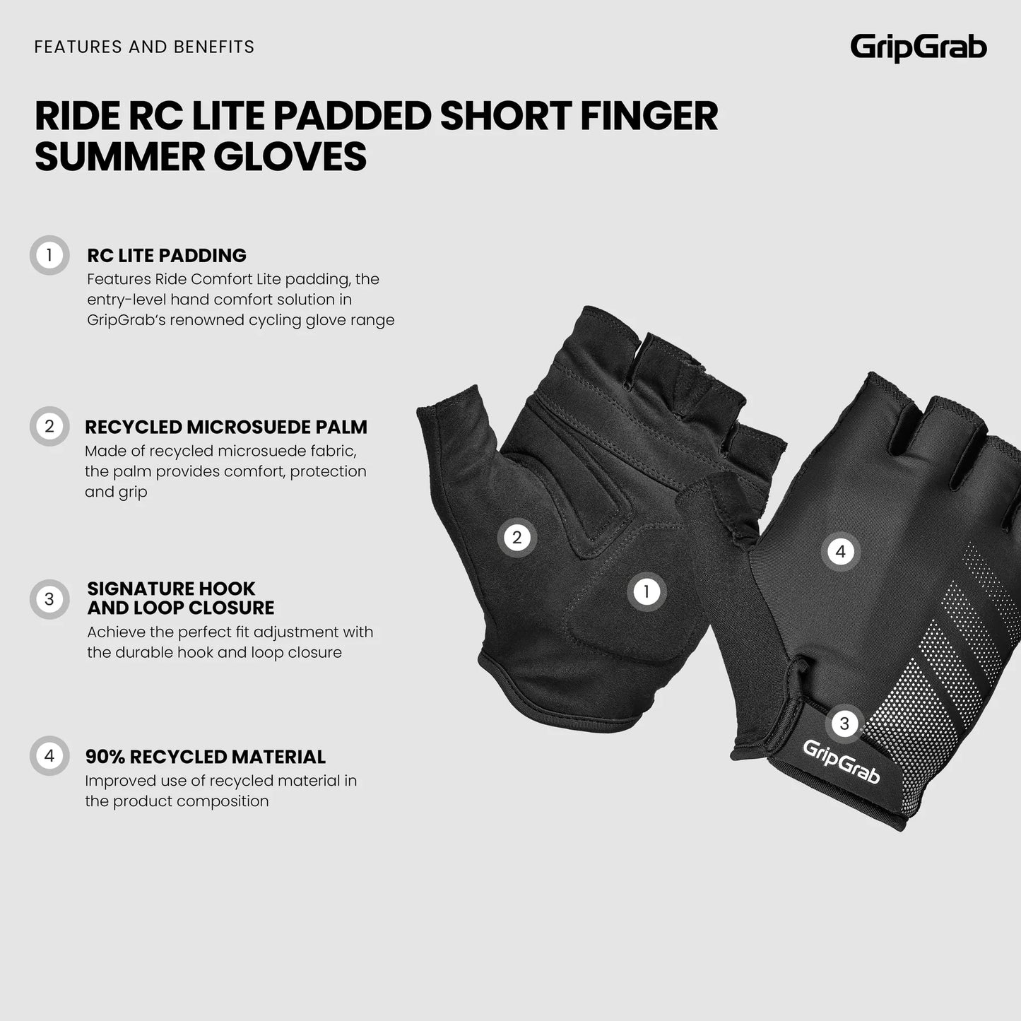 GRIPGRAB RIDE LITE Short Gloves White