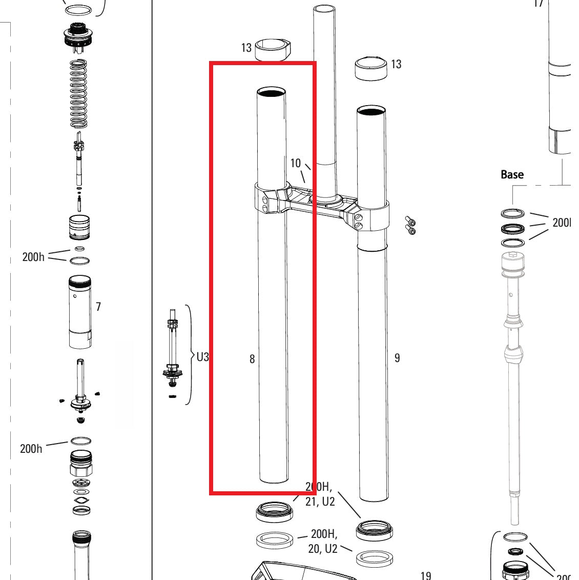 Straight Plunge ROCKSHOX 38MM BOXXER D1+(2024+) Μαύρο