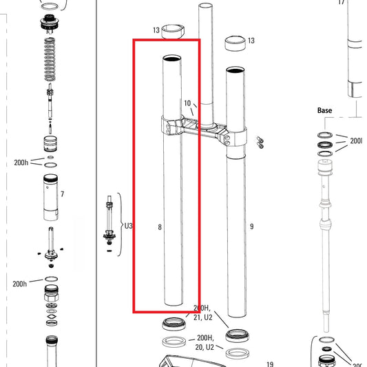 Straight Plunge ROCKSHOX 38MM BOXXER D1+(2024+) Black