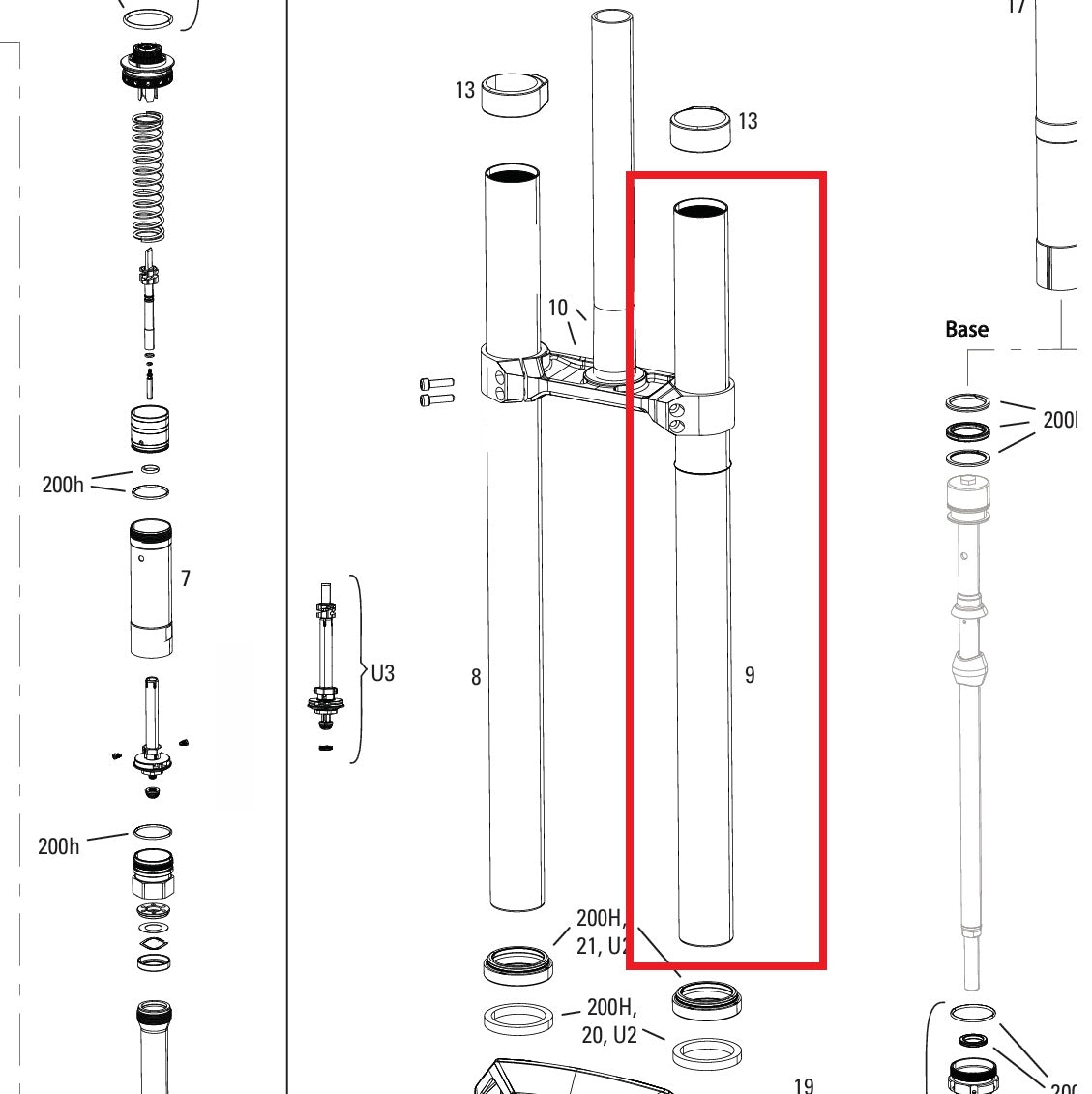 Αριστερό βύθισμα ROCKSHOX 38MM BOXXER D1+(2024+) Μαύρο