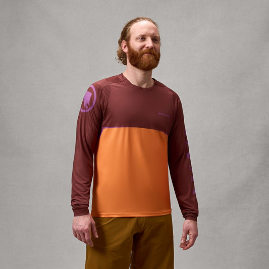 ENDURA SINGLETRACK CORE PRINTED Long Sleeve End Orange MTB Jersey