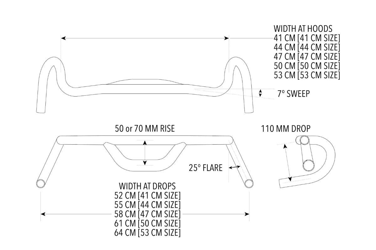 REDSHIFT Gravel Handlebar, Top Shelf 25° Flare Rise 50mm