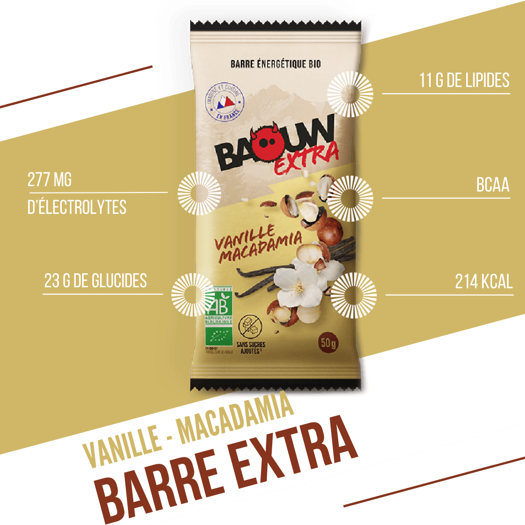Μπάρα ενέργειας BAOUW ORGANIC EXTRA Vanilla-Macadamia (50g)