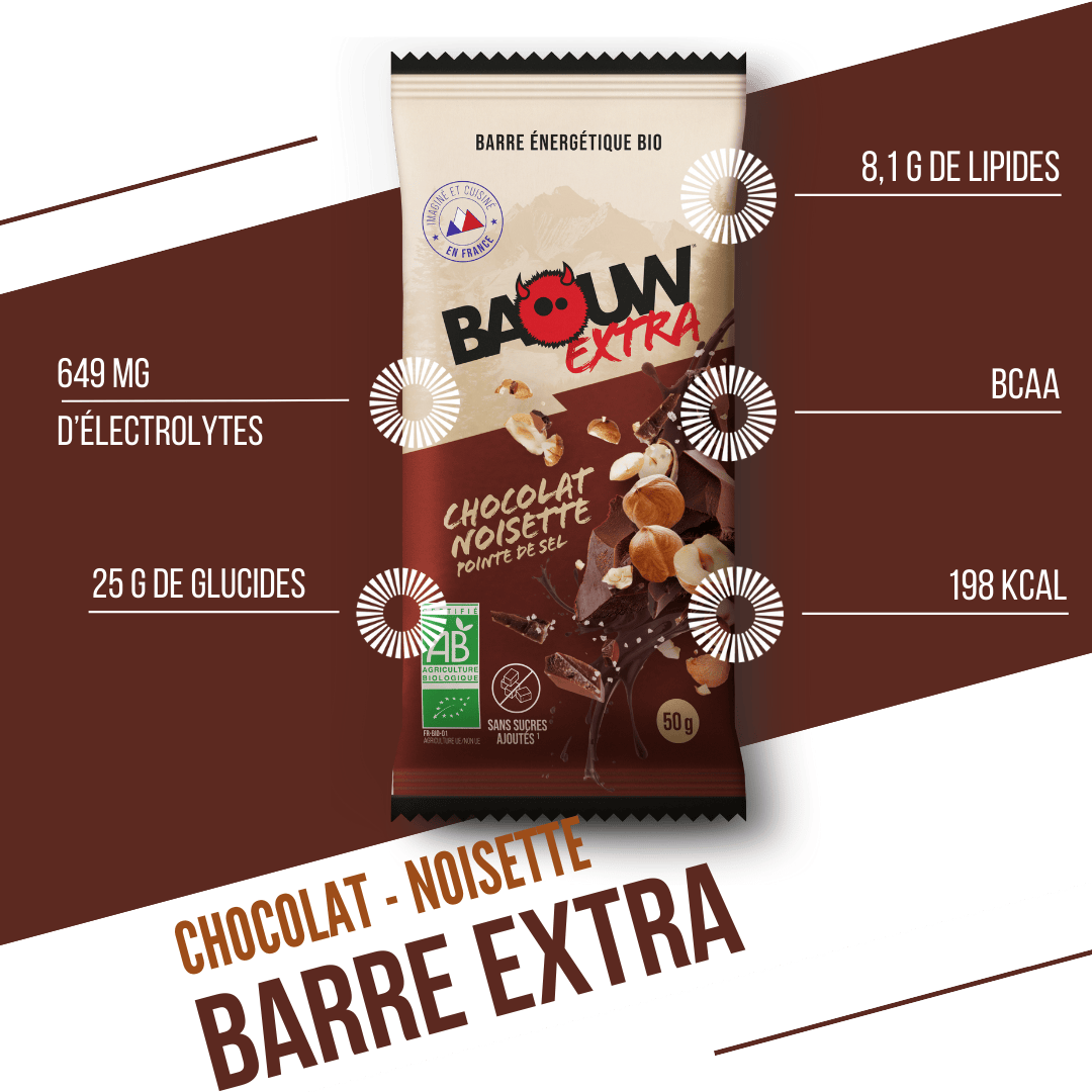 Μπάρα ενέργειας BAOUW ORGANIC EXTRA Σοκολάτα Φουντούκι (50g)